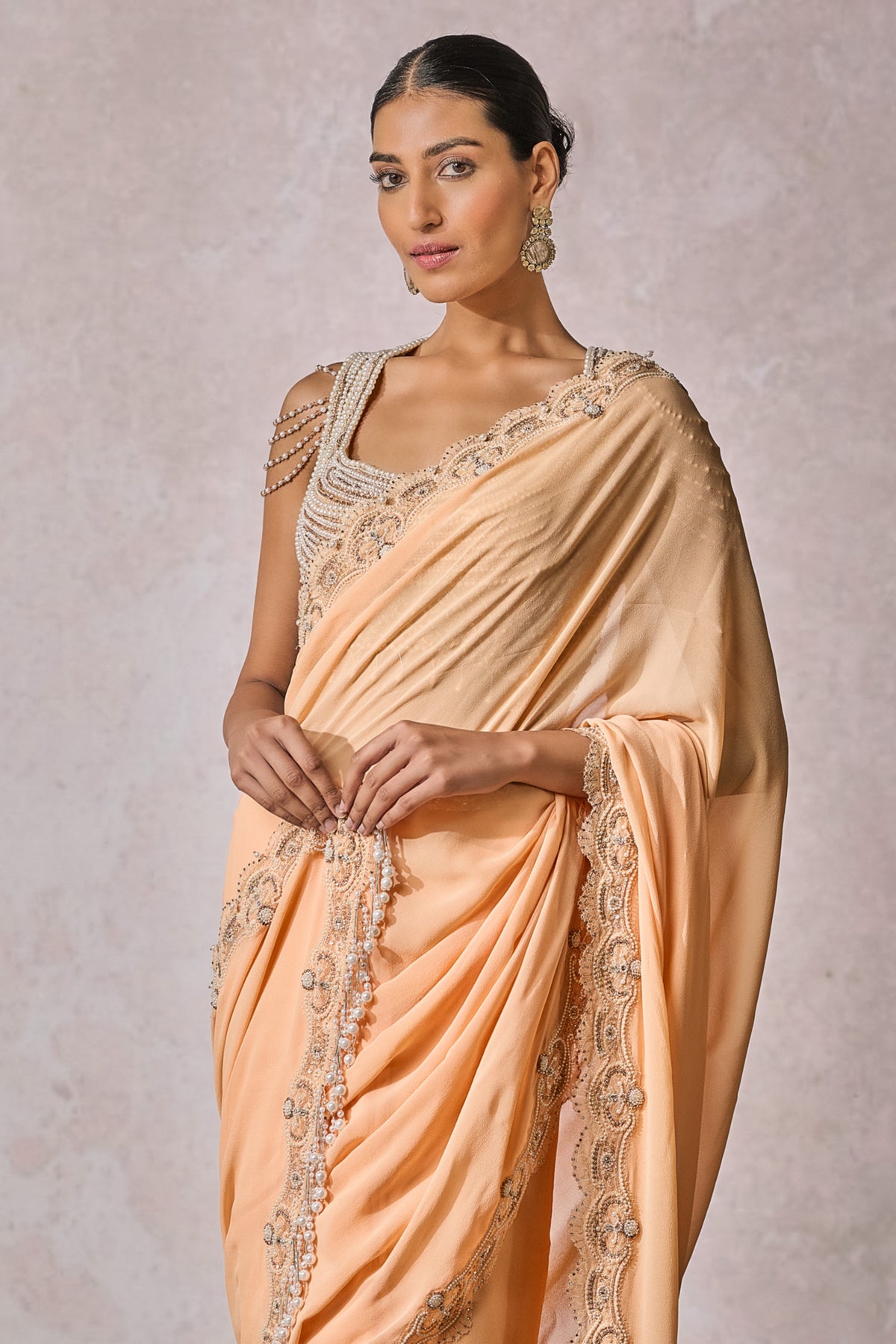 Peach Classic Draped Saree