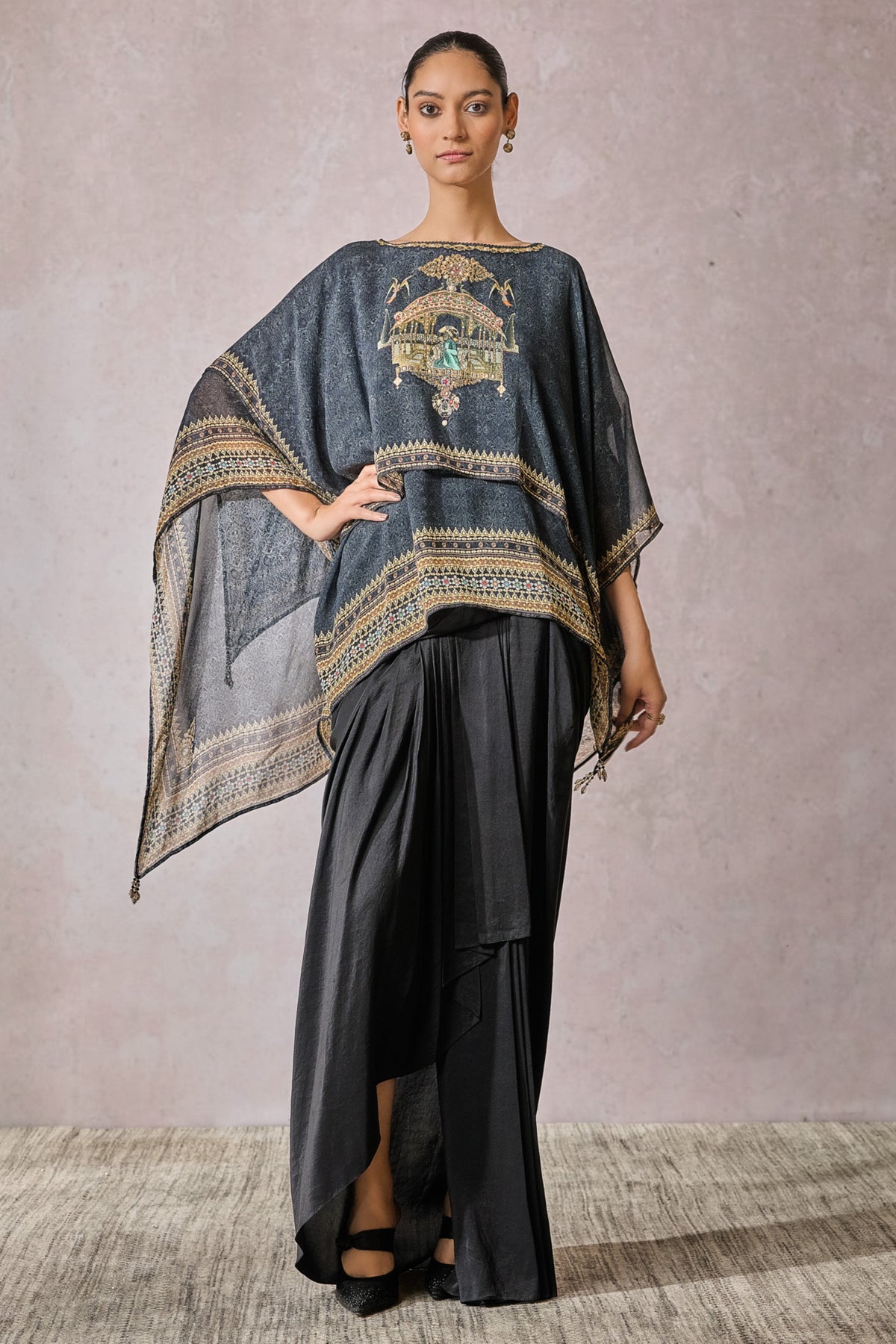 Black Dual Layered Printed Top