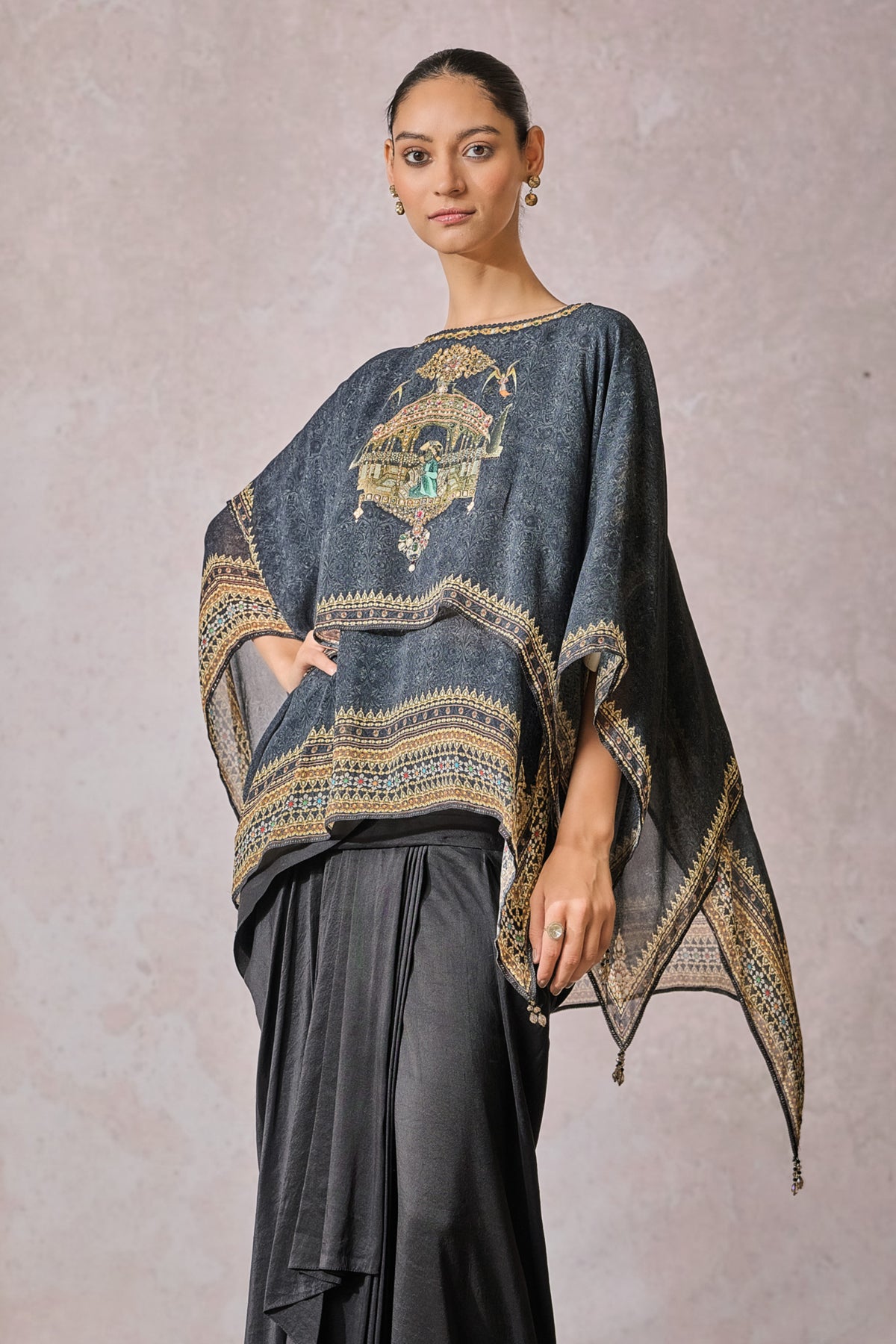 Black Dual Layered Printed Top