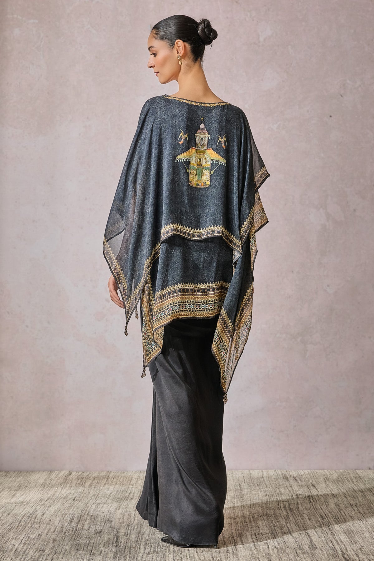 Black Dual Layered Printed Top
