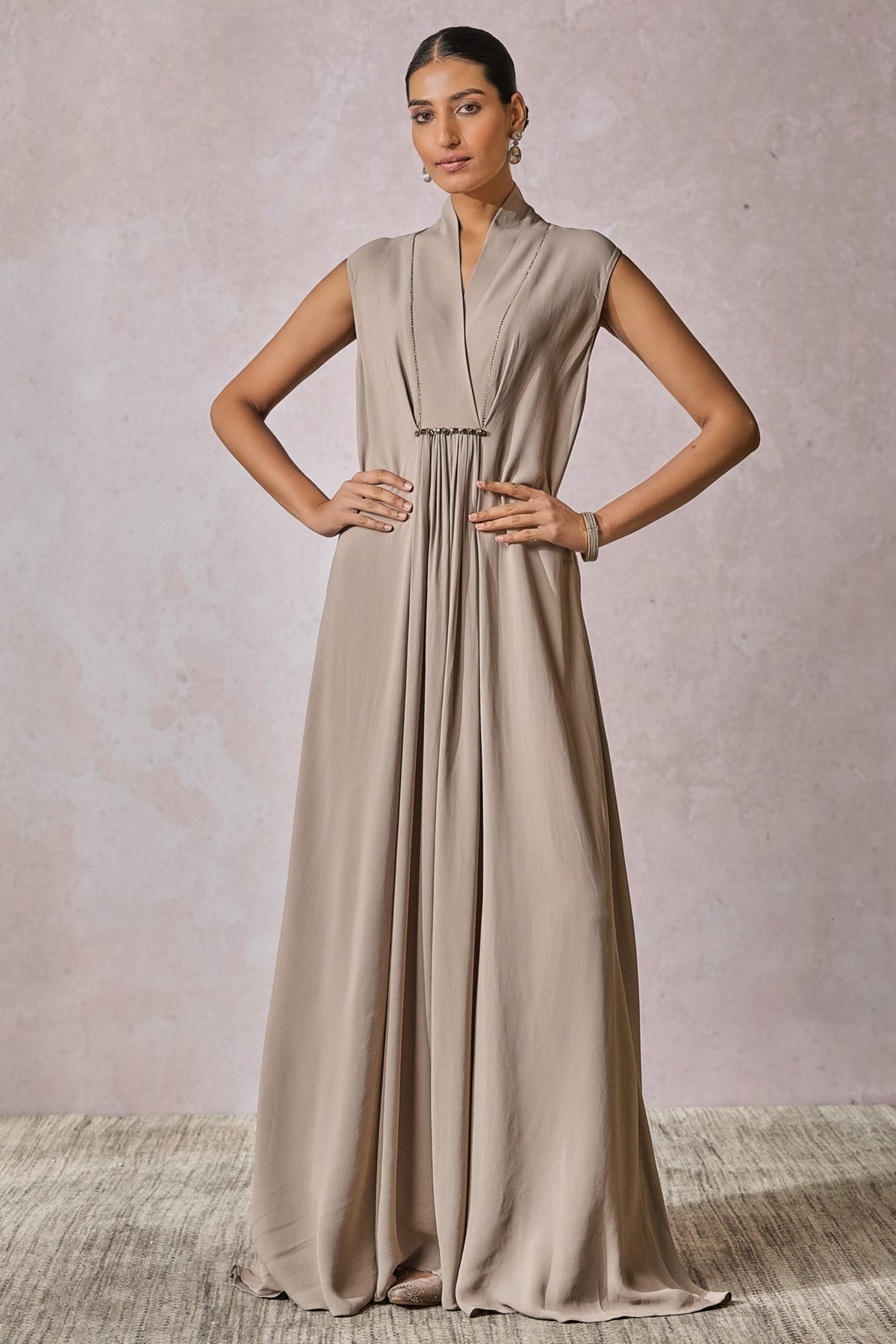 Silver Classic Drape Dress