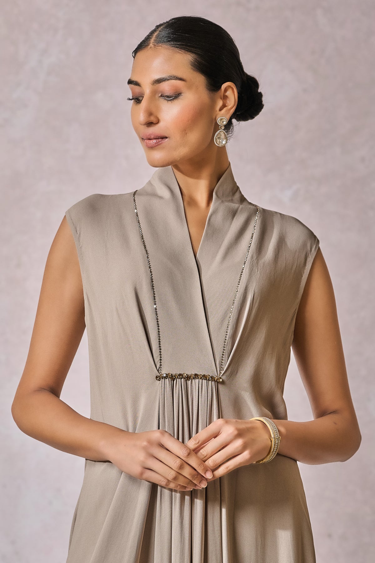 Silver Classic Drape Dress