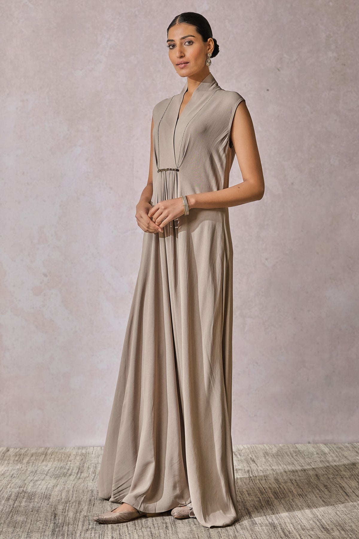 Silver Classic Drape Dress