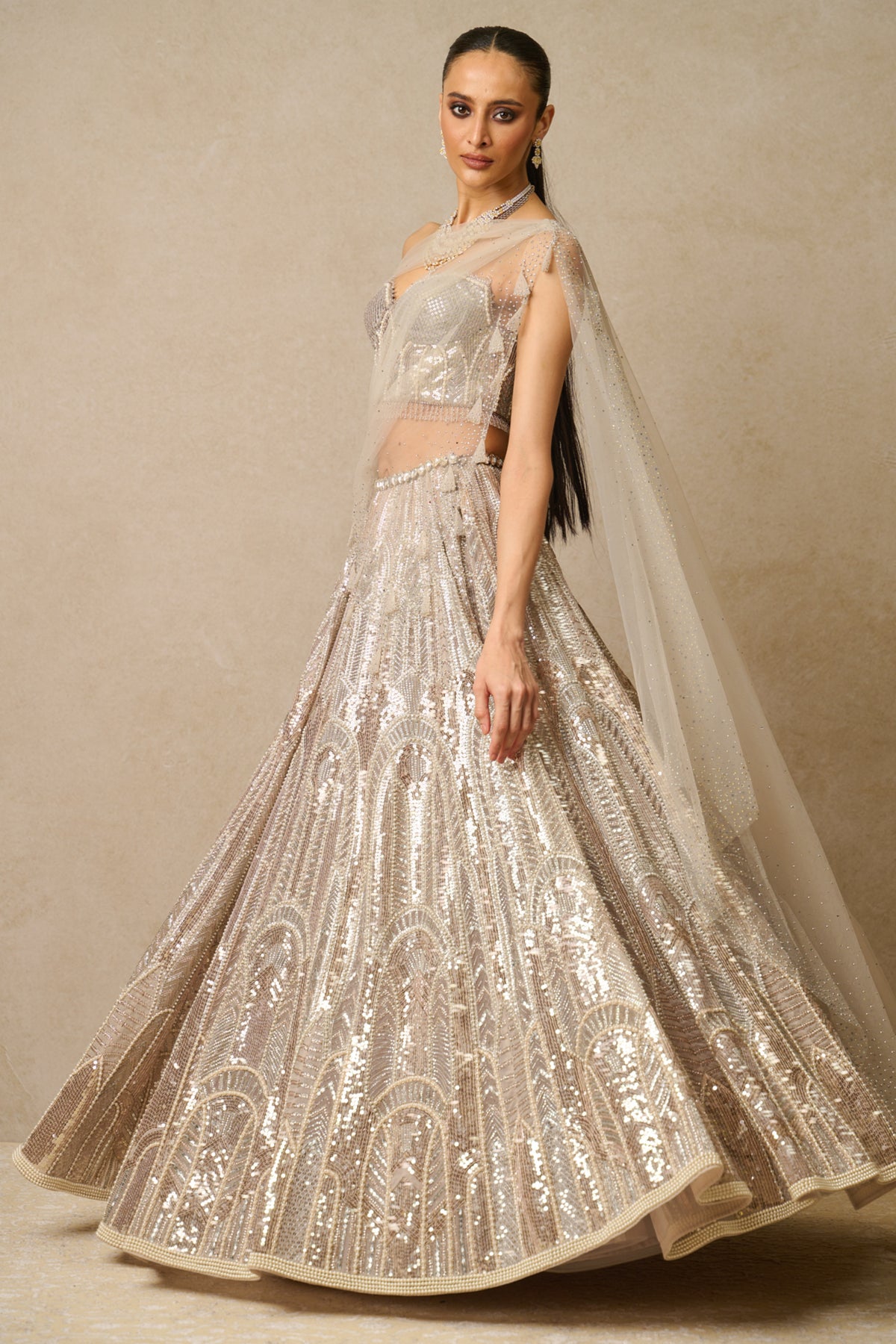 Embellished Oyster Lehenga Set