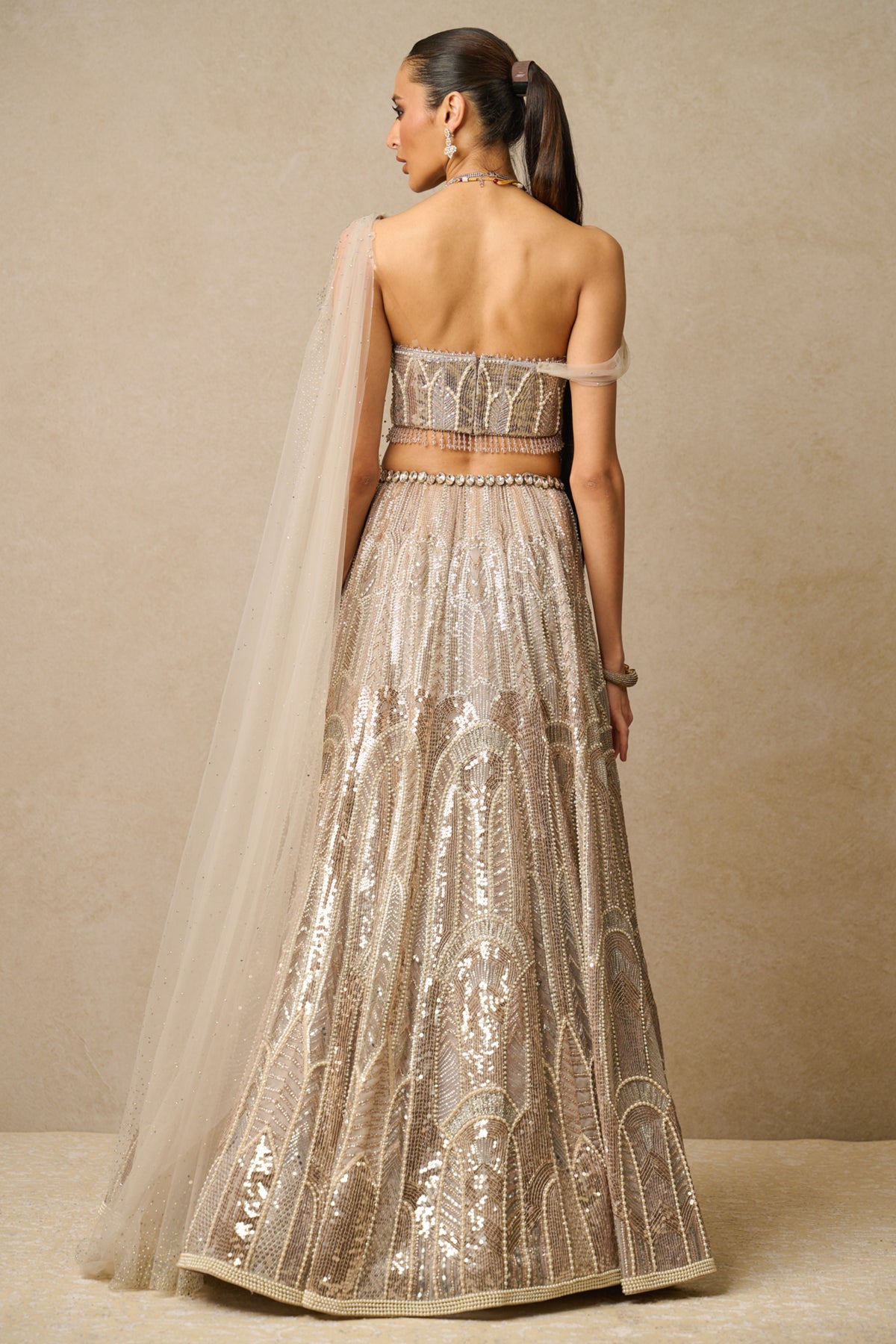 Embellished Oyster Lehenga Set