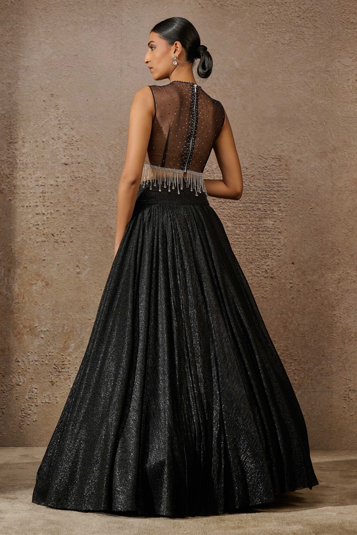 Crinkle Lehenga With Crystal Blouse