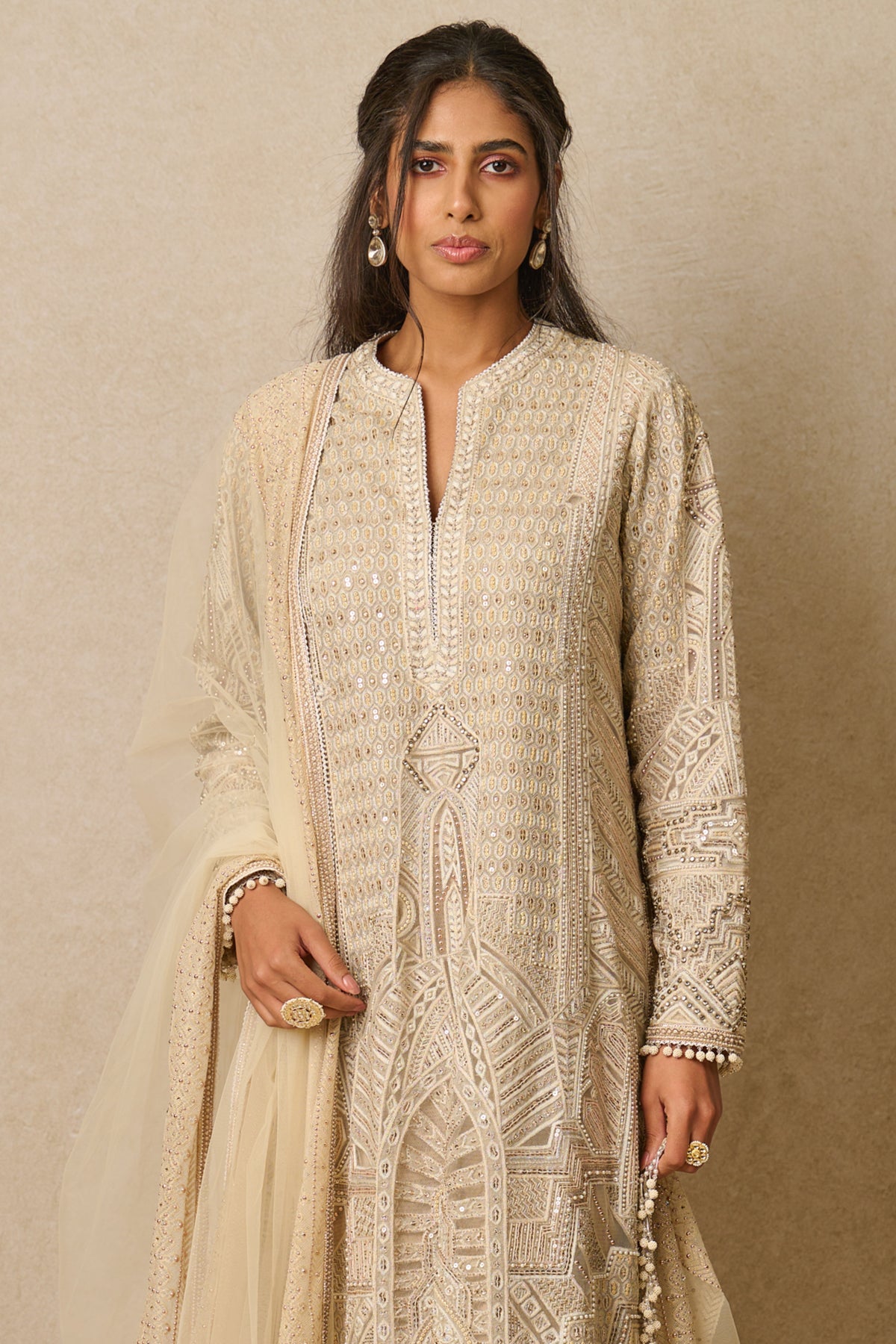 Ivory Embroidered Kurta Set