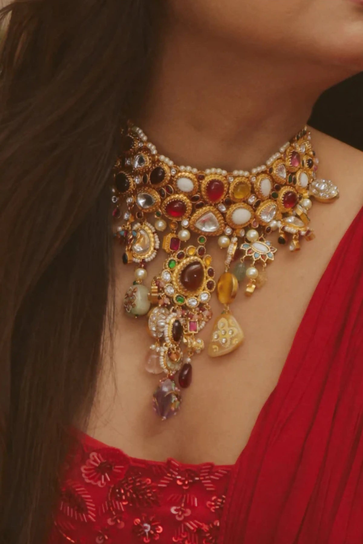 Kundan Necklace With Gold Plated Earrings