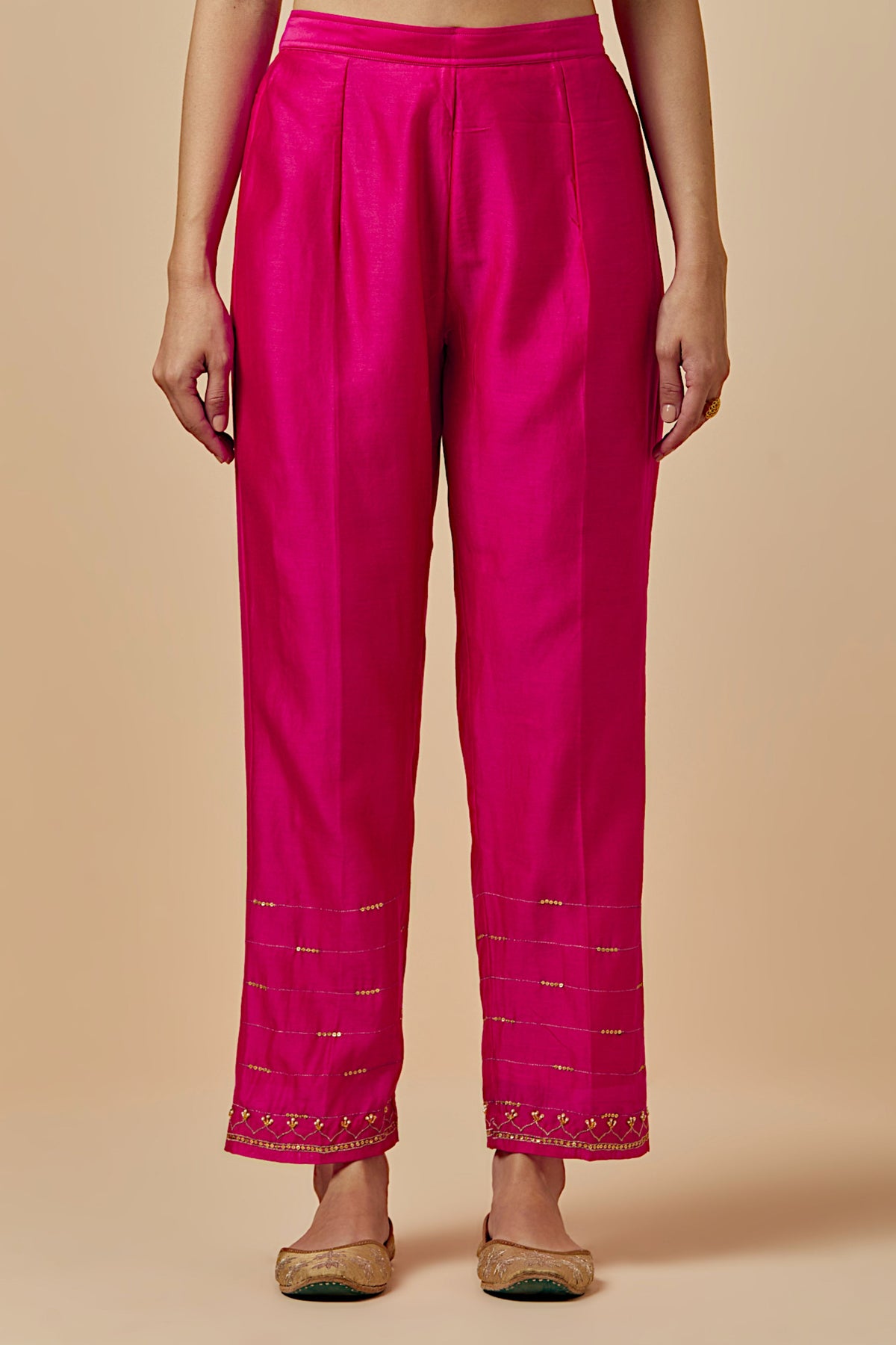 Fuchsia Silk Chanderi Palazzo