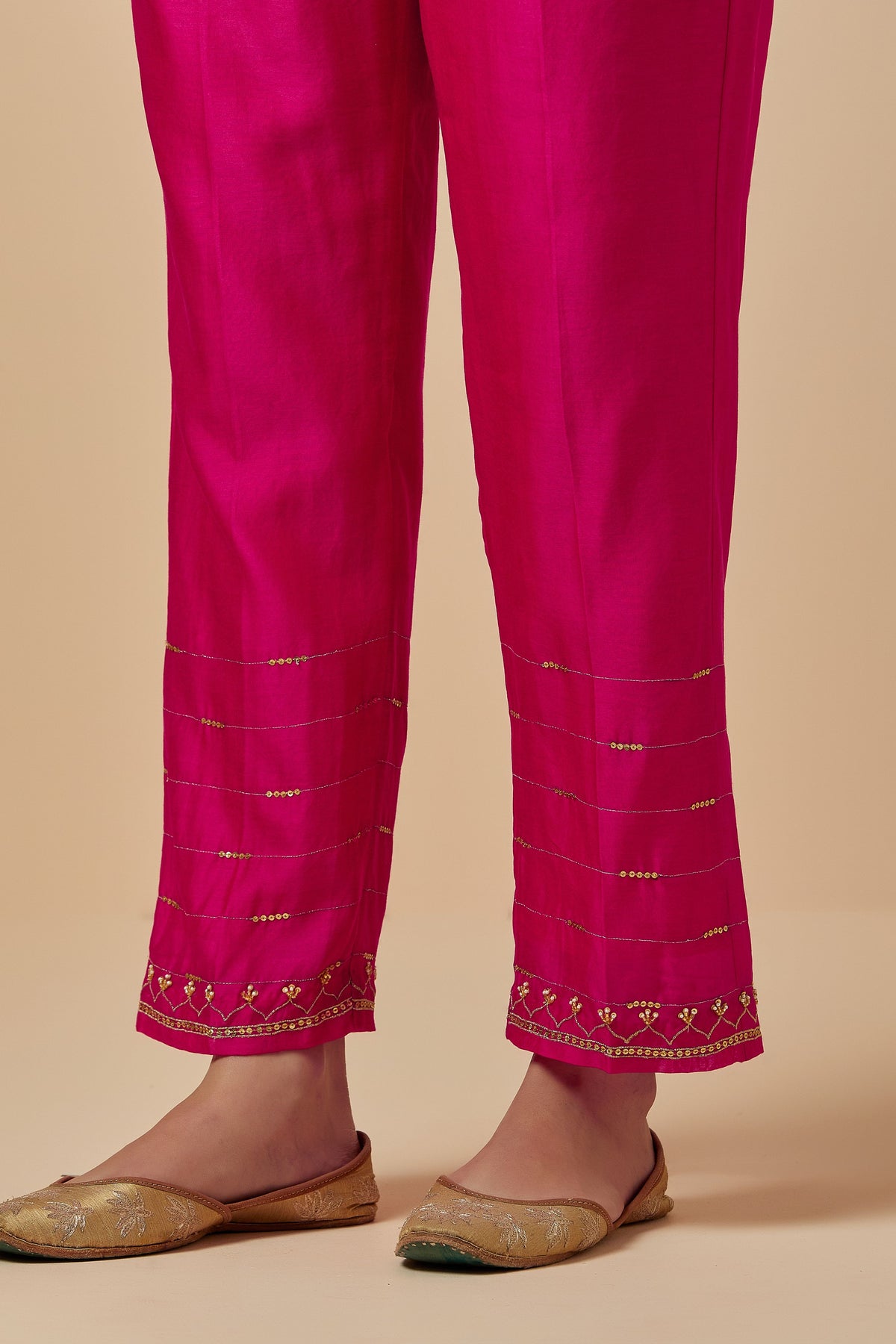 Fuchsia Silk Chanderi Palazzo