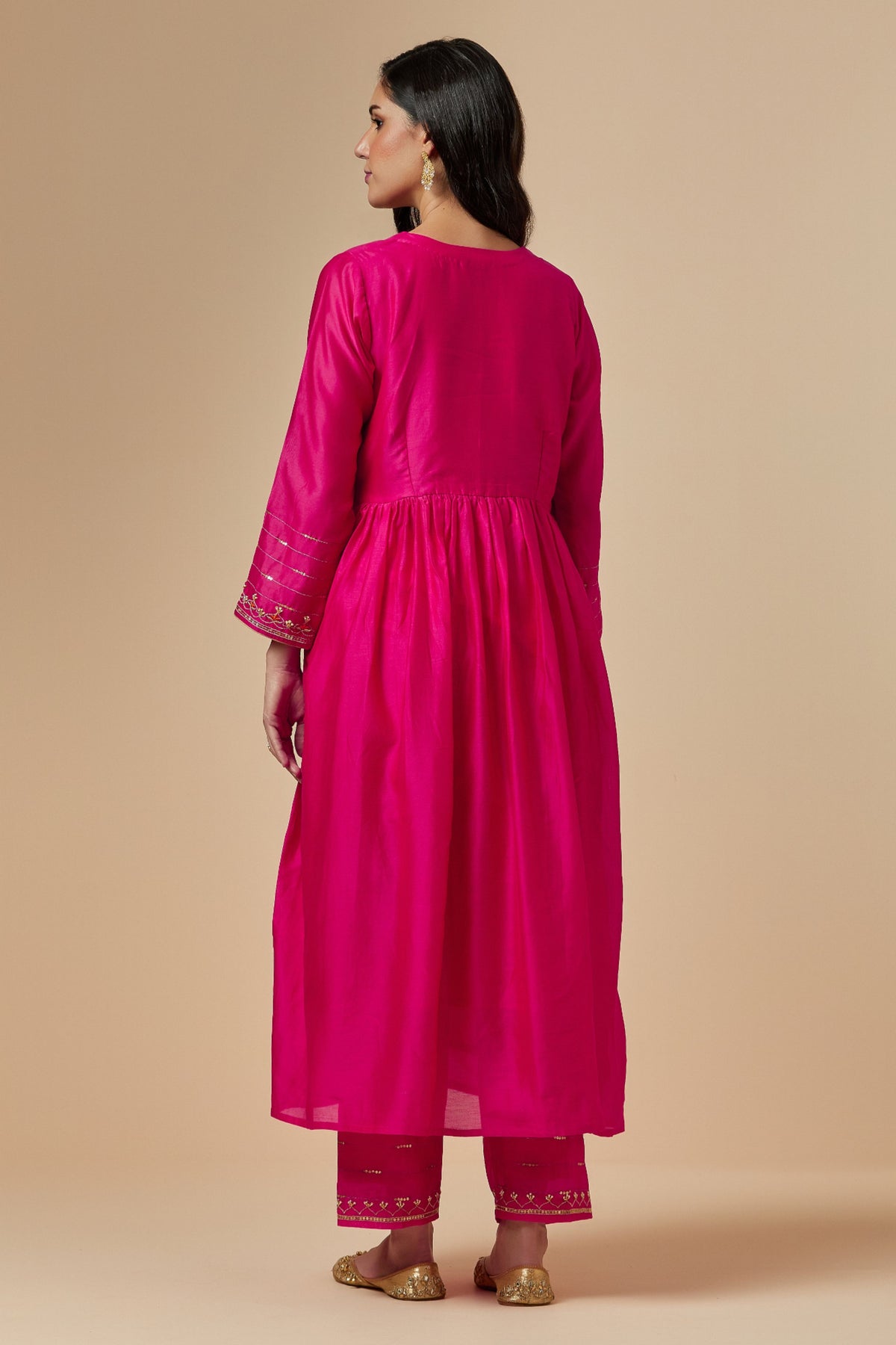 Fuchsia Silk Chanderi Kurta