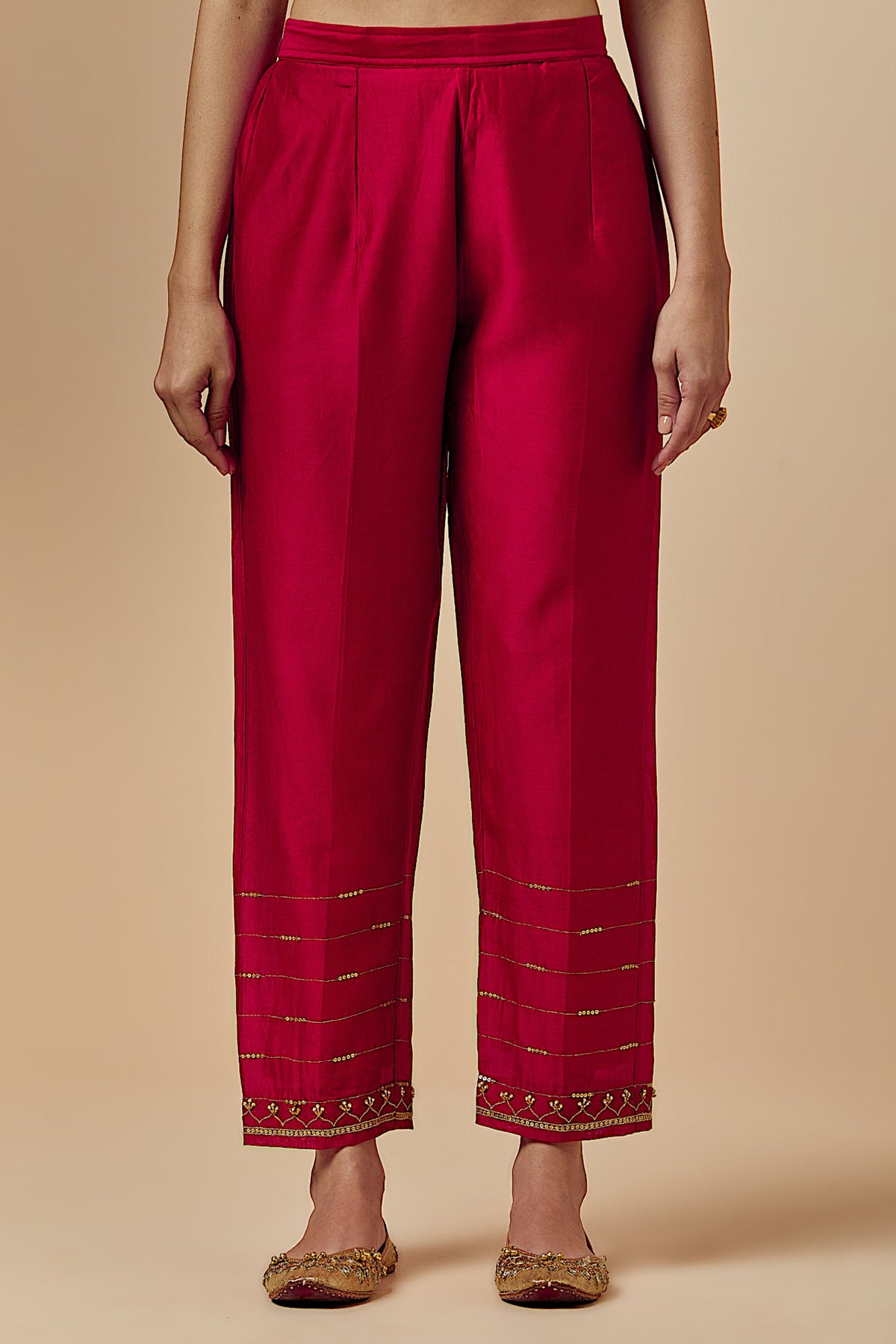 Red Silk Chanderi Palazzo