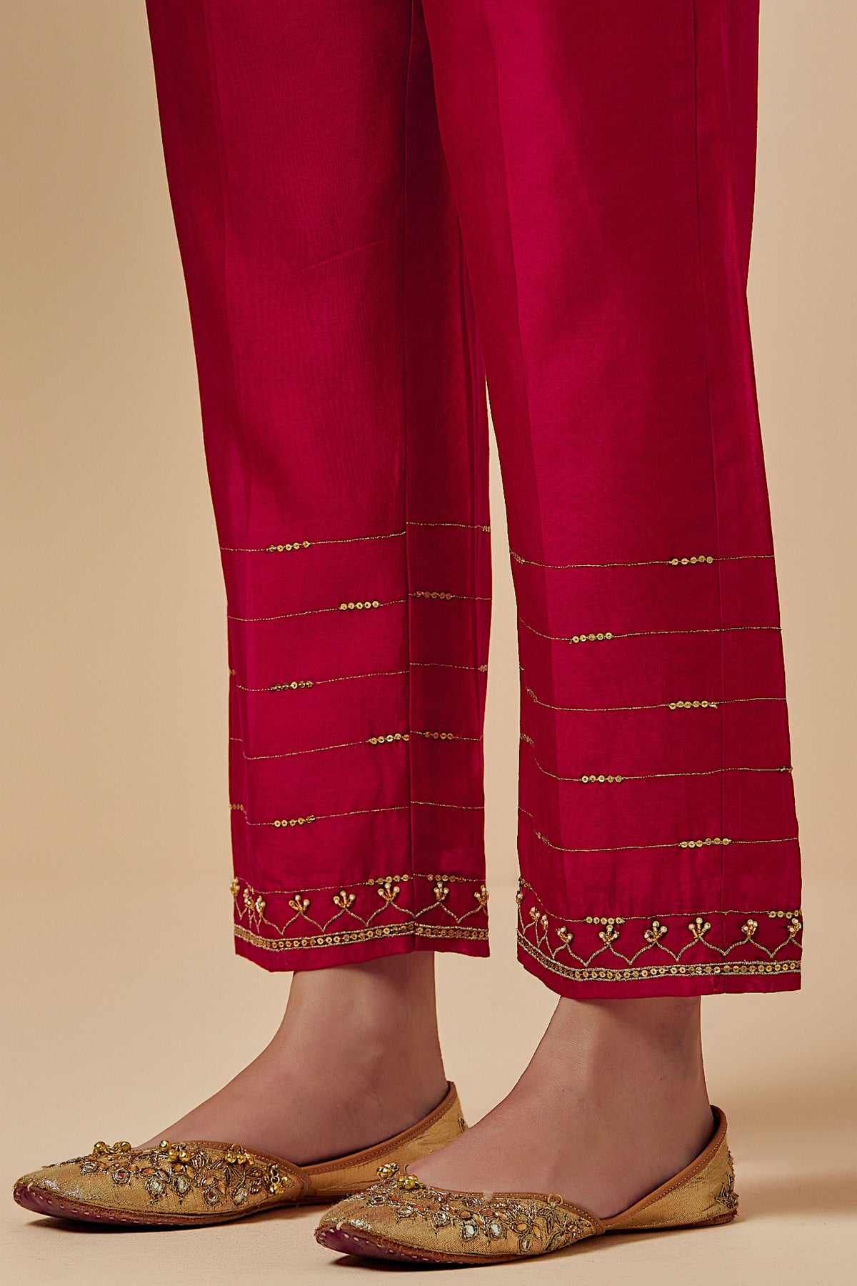 Red Silk Chanderi Palazzo