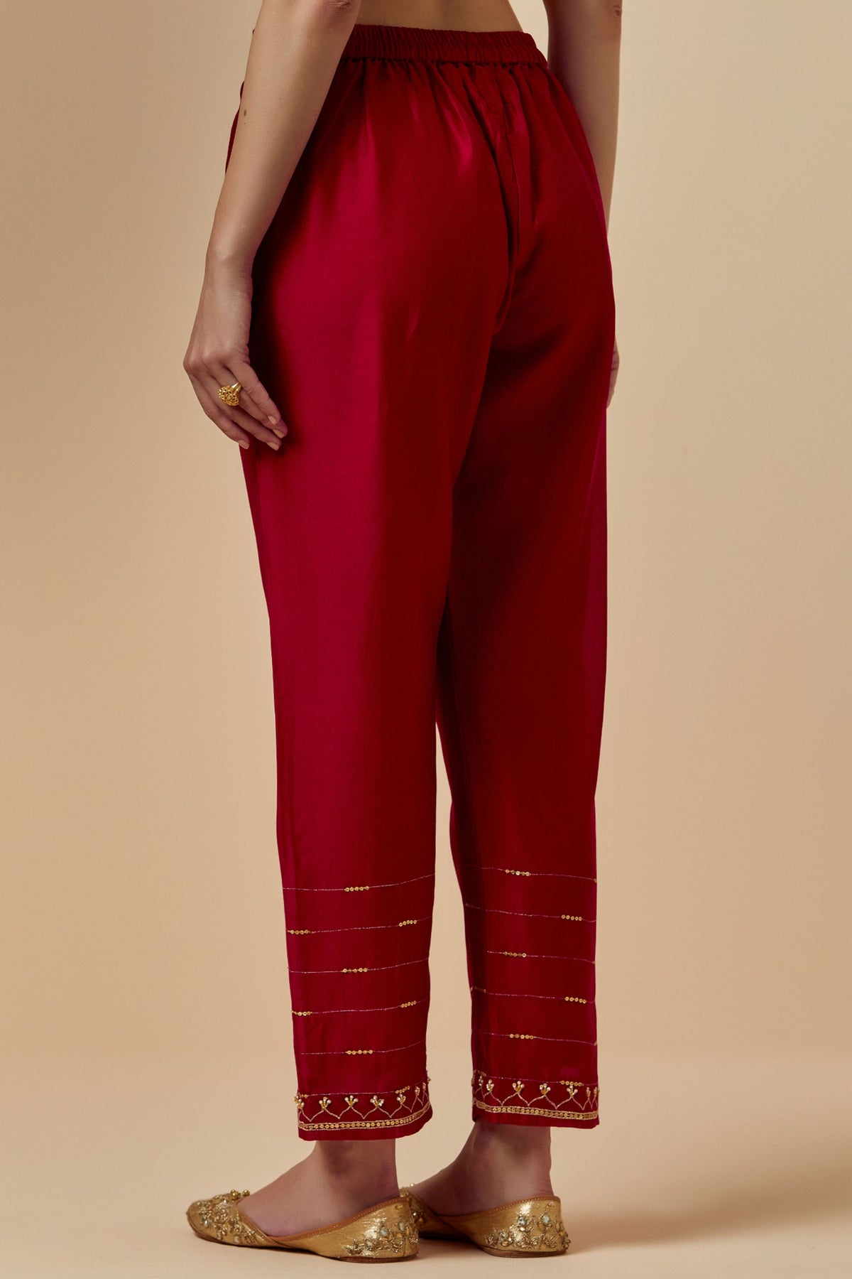 Red Silk Chanderi Palazzo