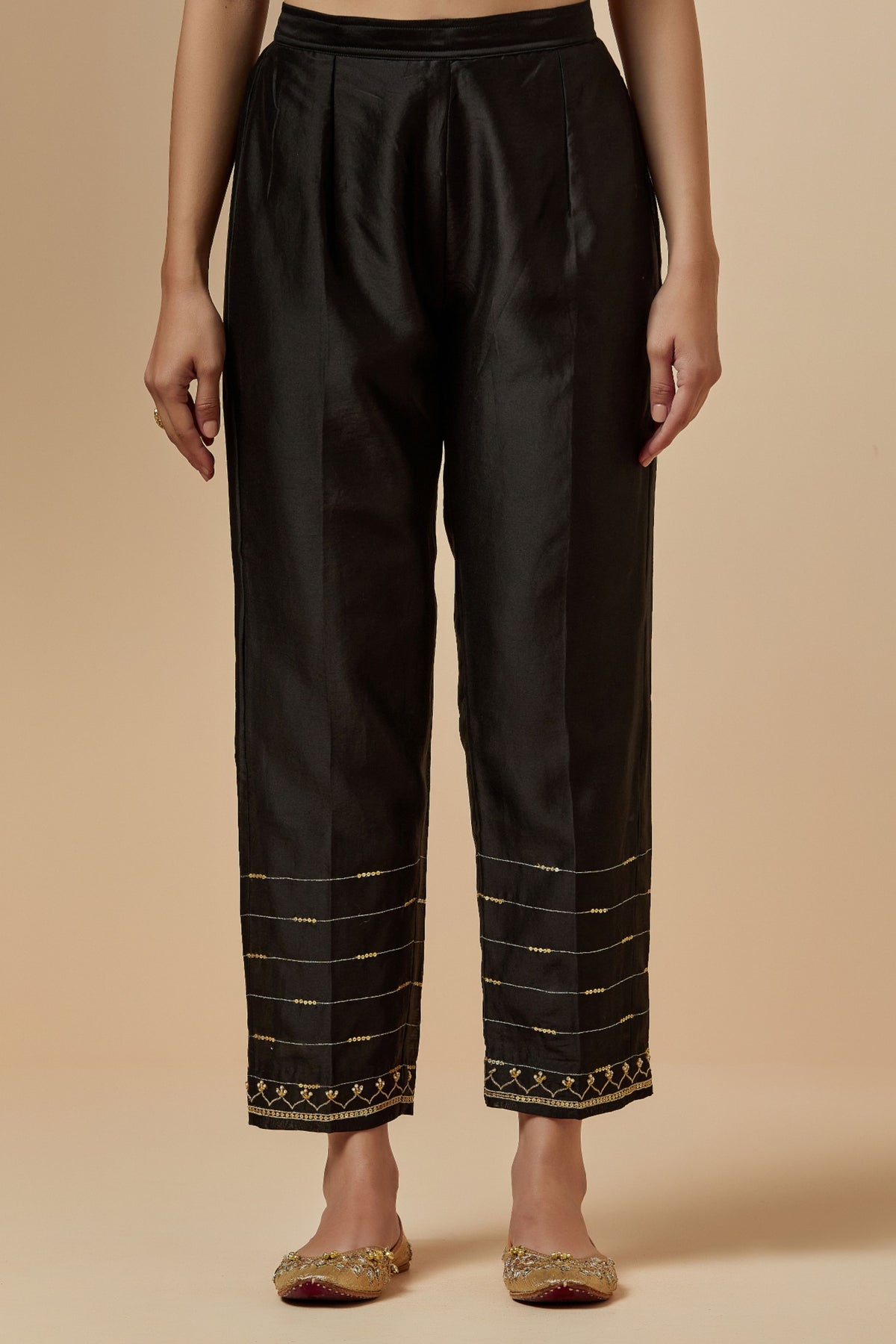 Black Silk Chanderi Palazzo