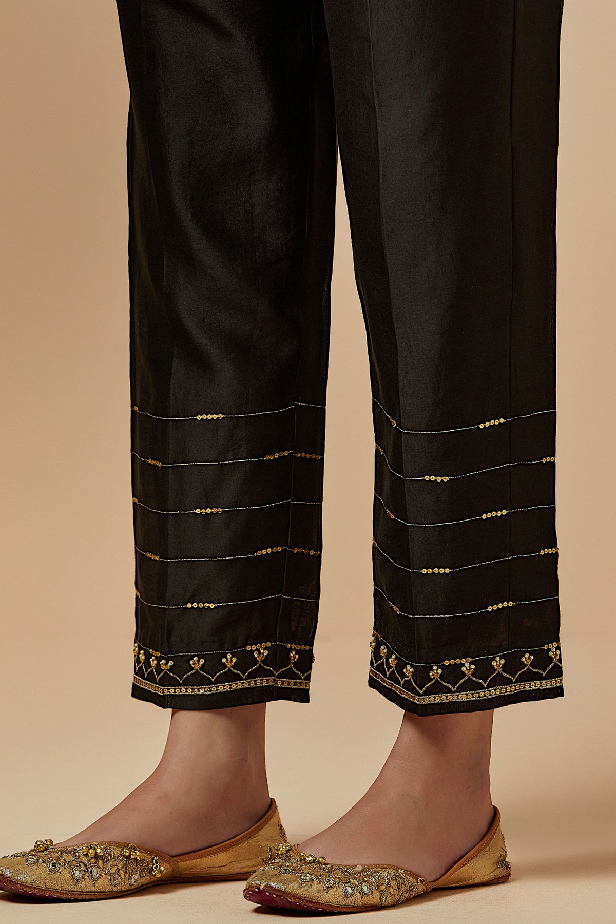 Black Silk Chanderi Palazzo