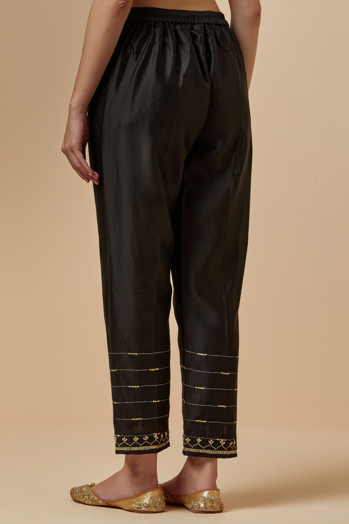 Black Silk Chanderi Palazzo