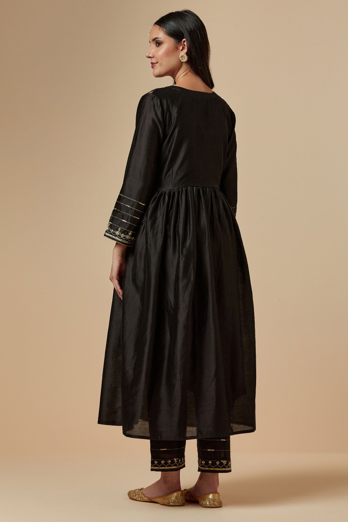 Black Silk Chanderi Kurta