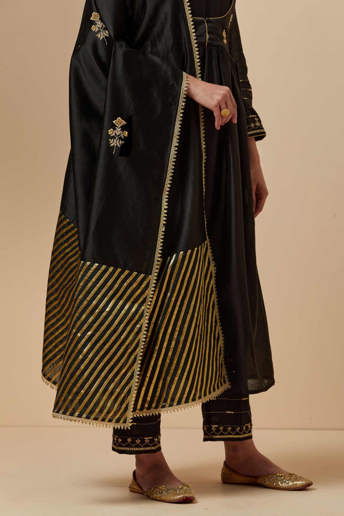 Black Silk Chanderi Dupatta