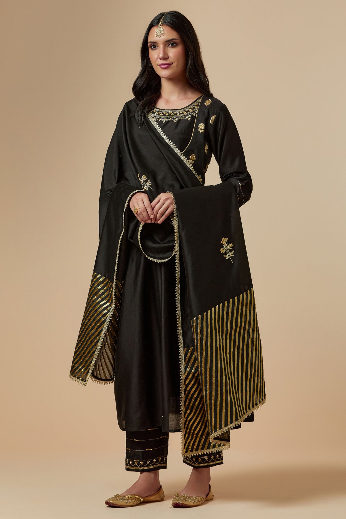 Black Silk Chanderi Palazzo