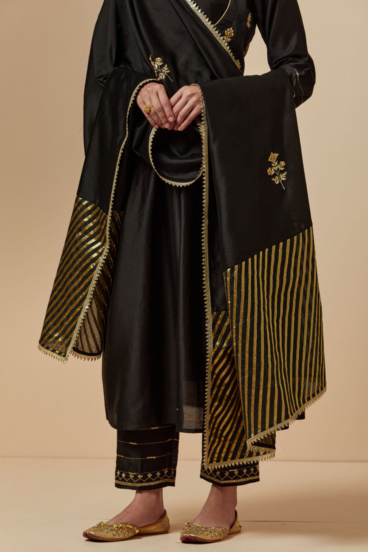 Black Silk Chanderi Dupatta