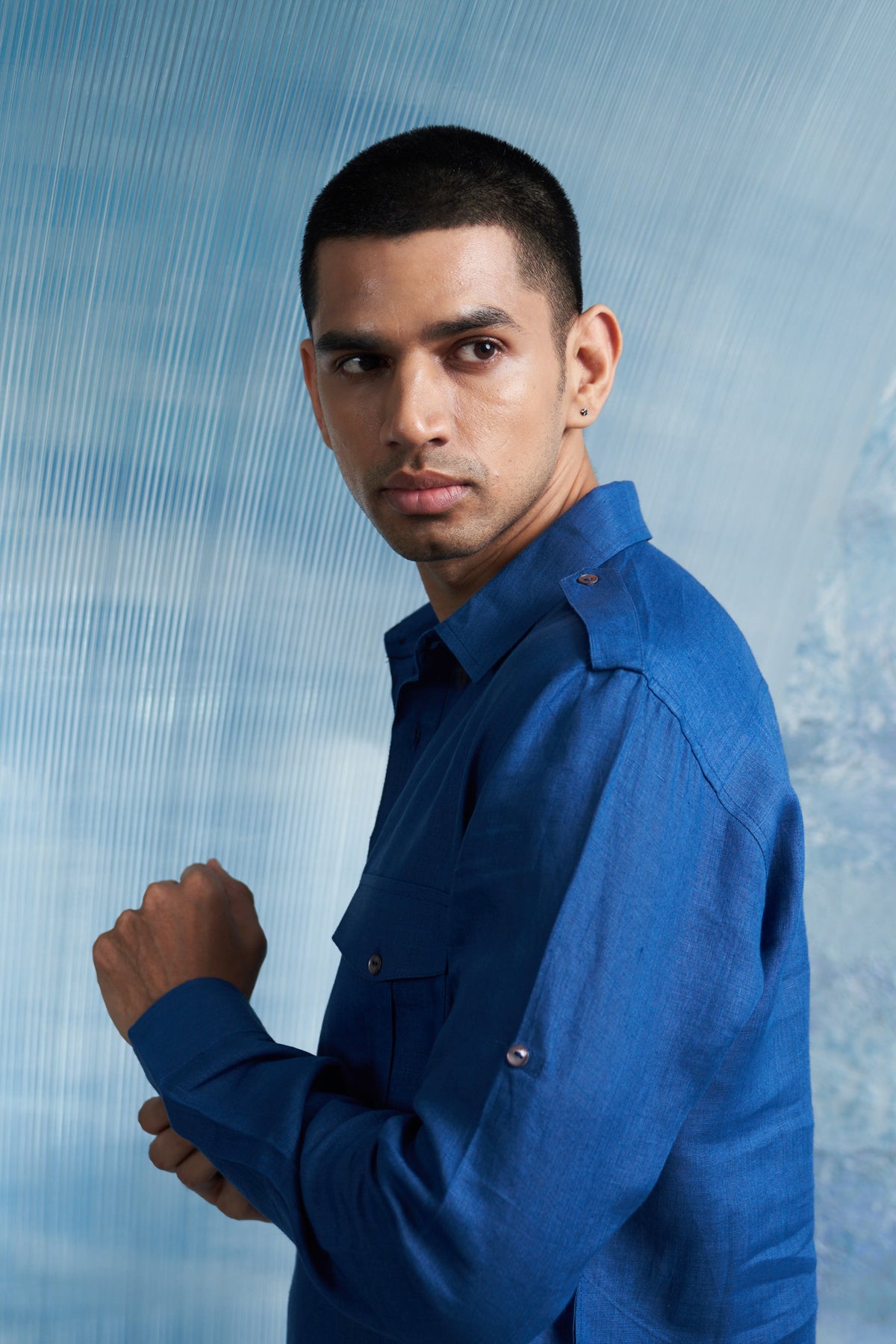 Aura Royal Blue Linen Pathani