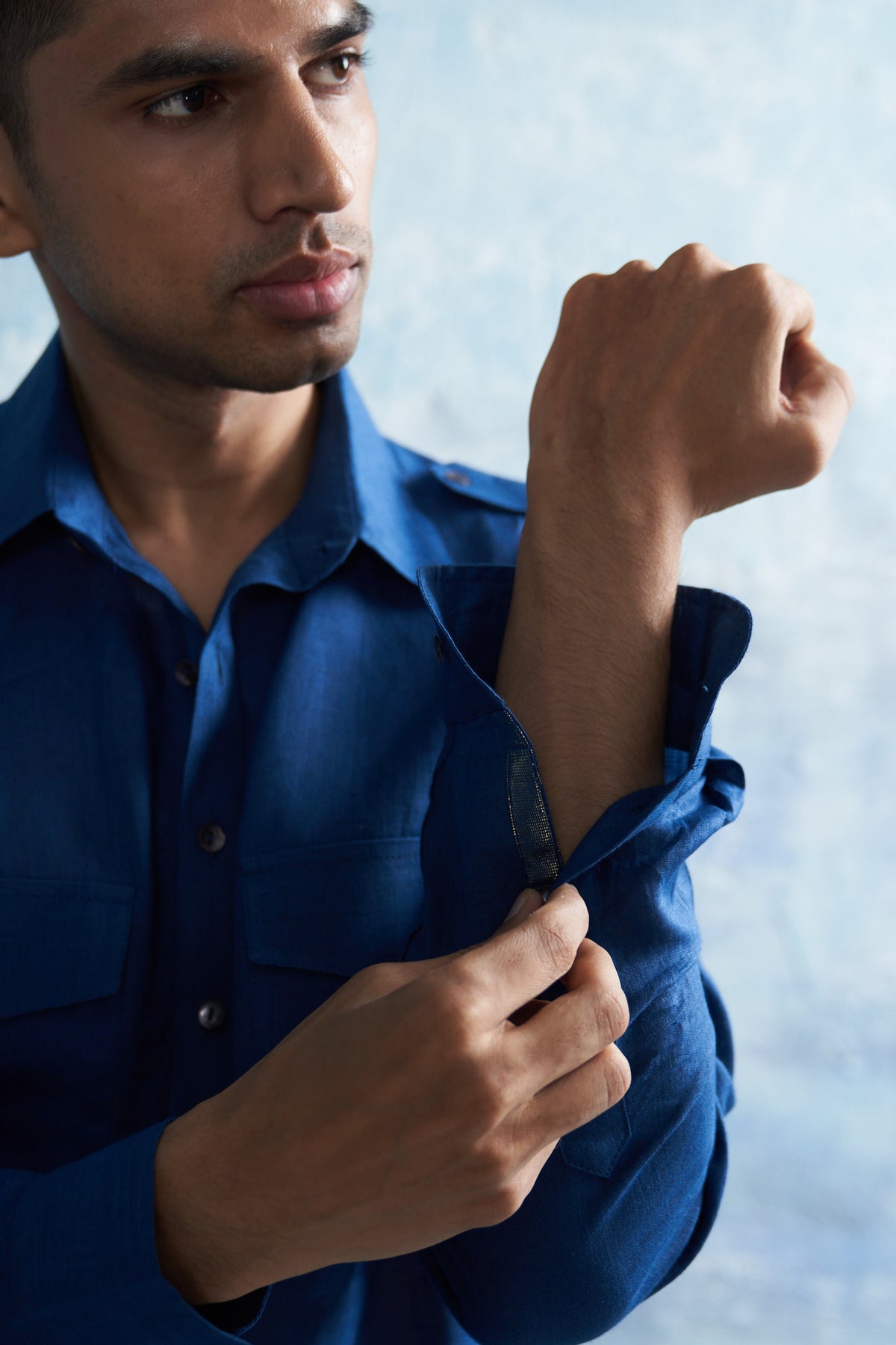 Aura Royal Blue Linen Pathani