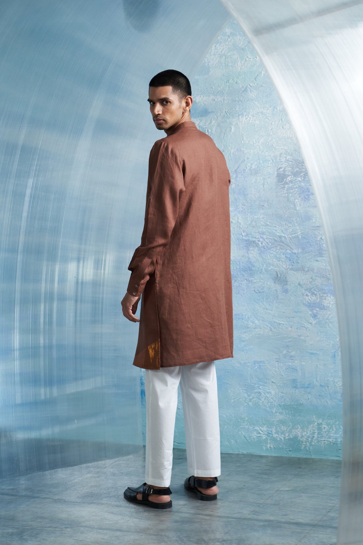 Woody Brown Slant Kurta Set