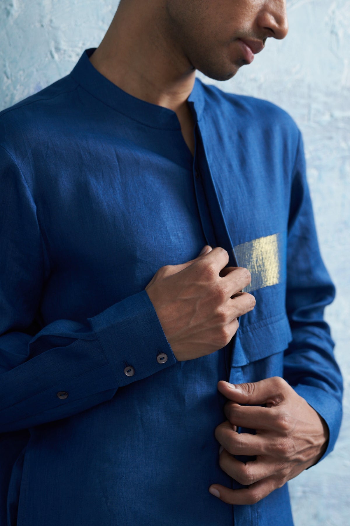 Royal Blue Placket Kurta Set