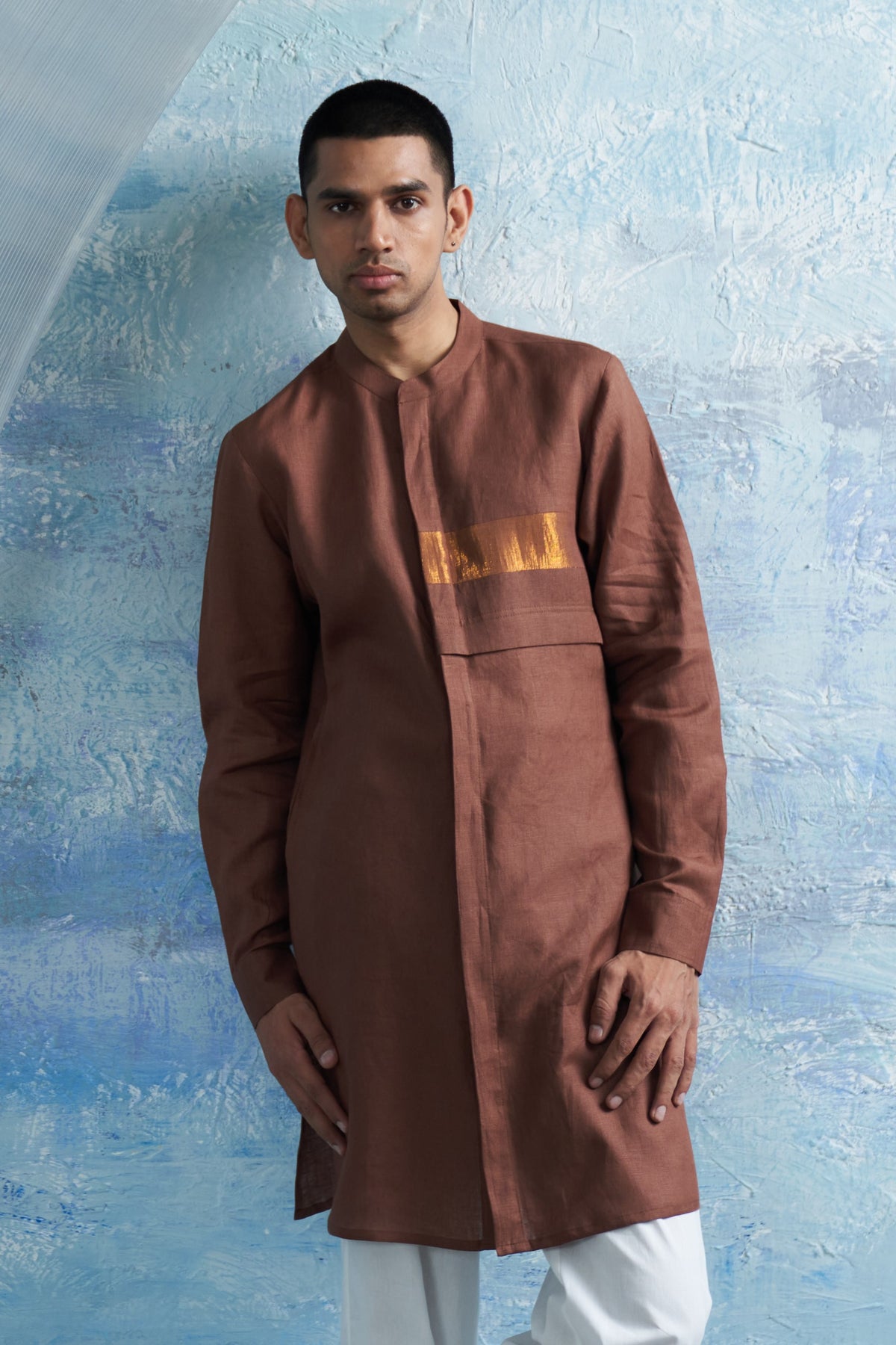 Woody Brown Placket Kurta Set