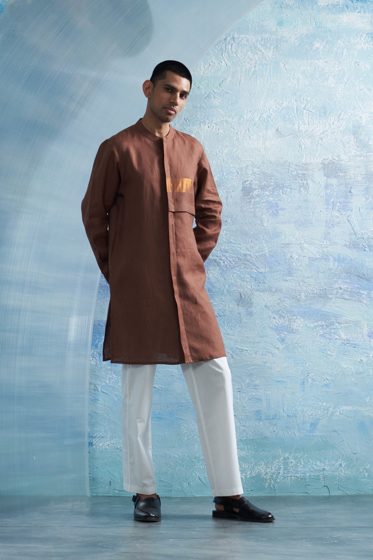 Woody Brown Placket Kurta Set