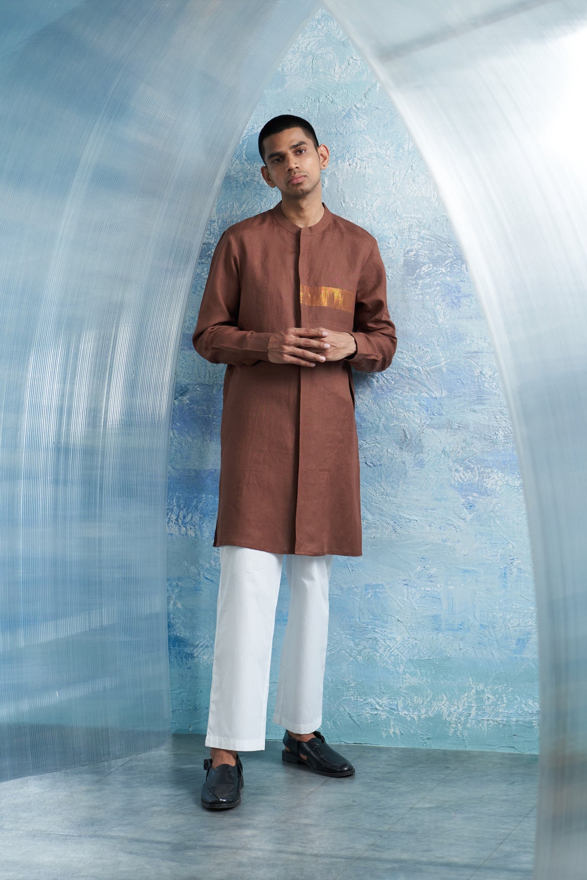 Woody Brown Placket Kurta Set