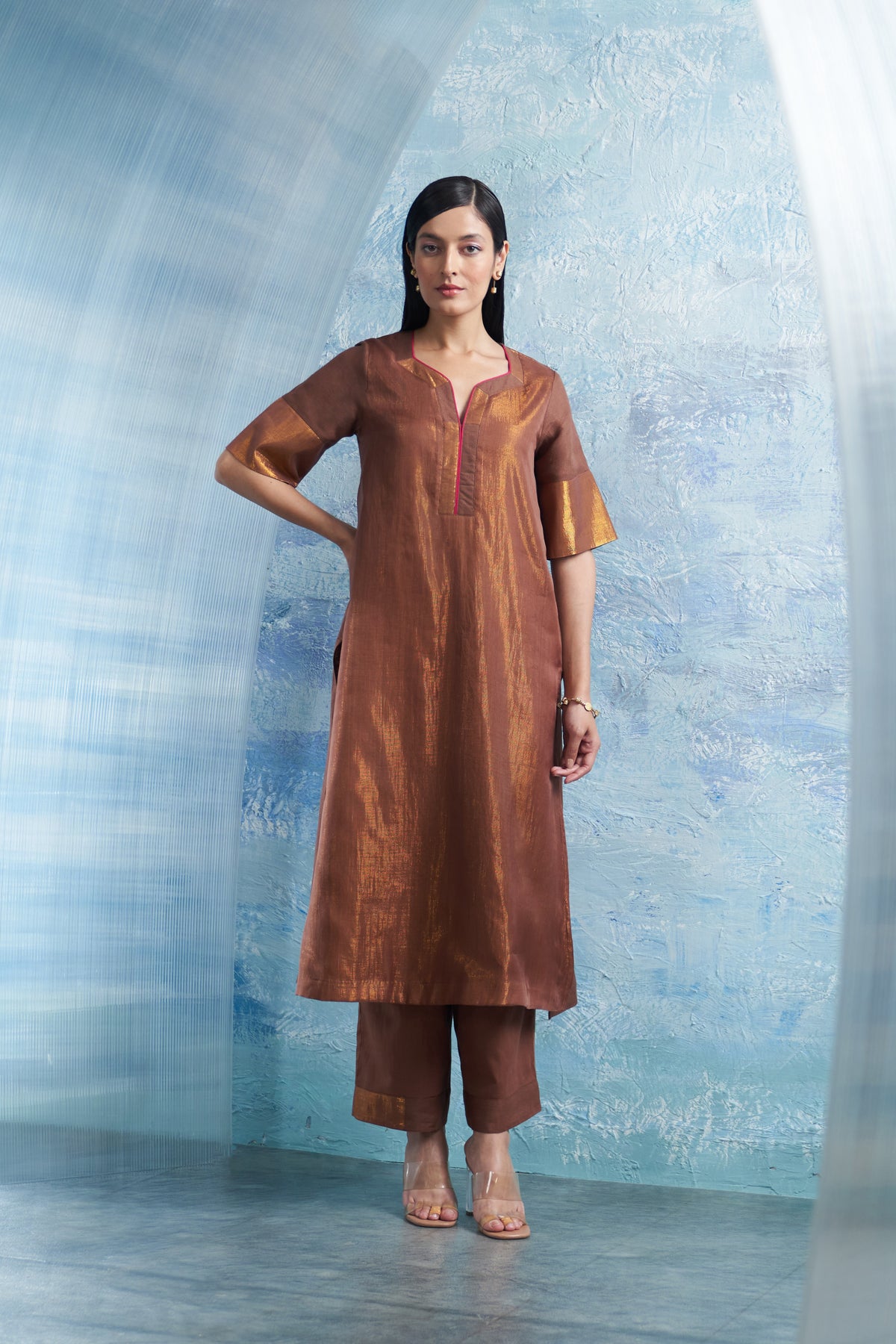 Woody Brown A-line Kurta Set