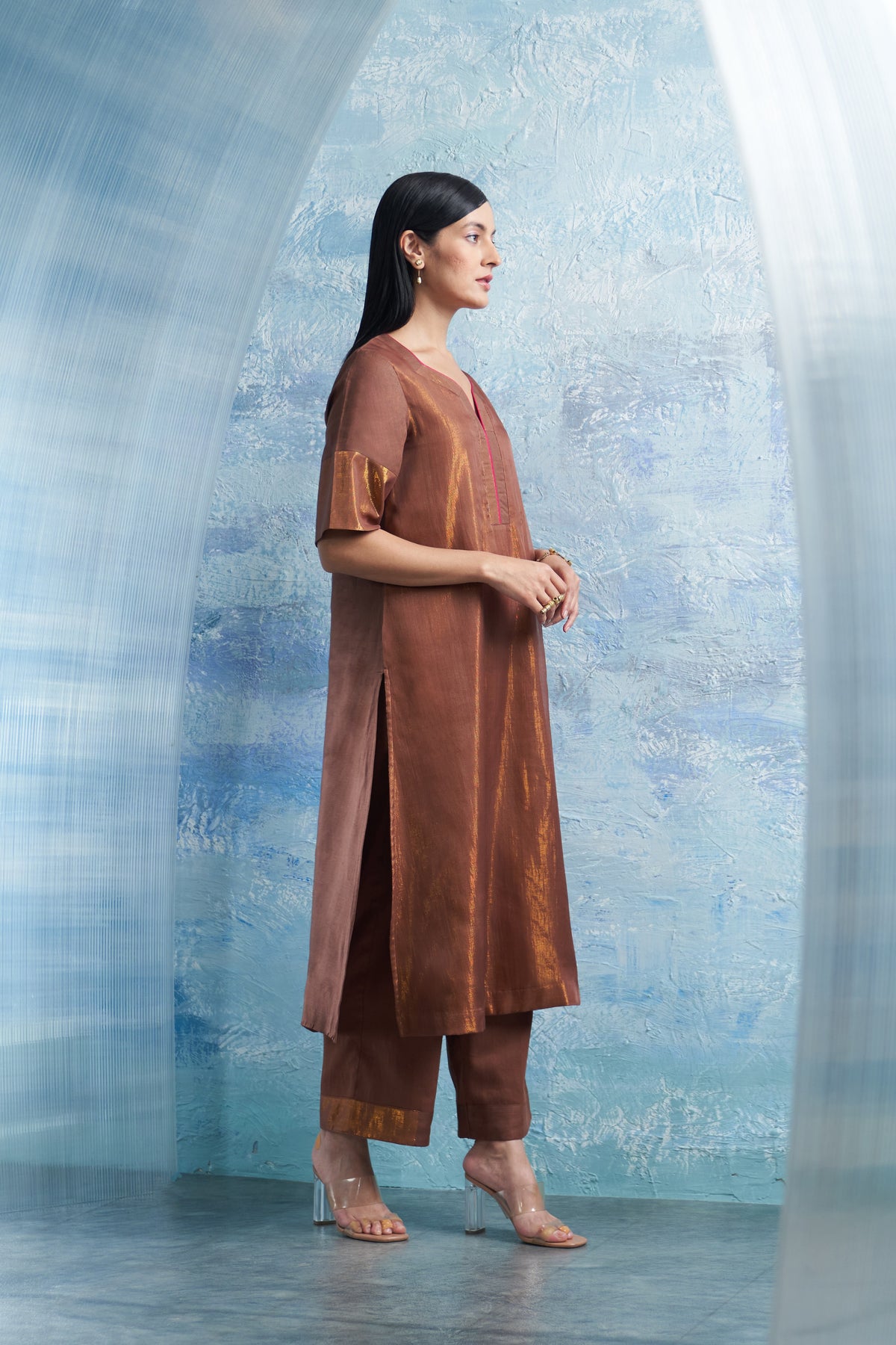 Woody Brown A-line Kurta Set