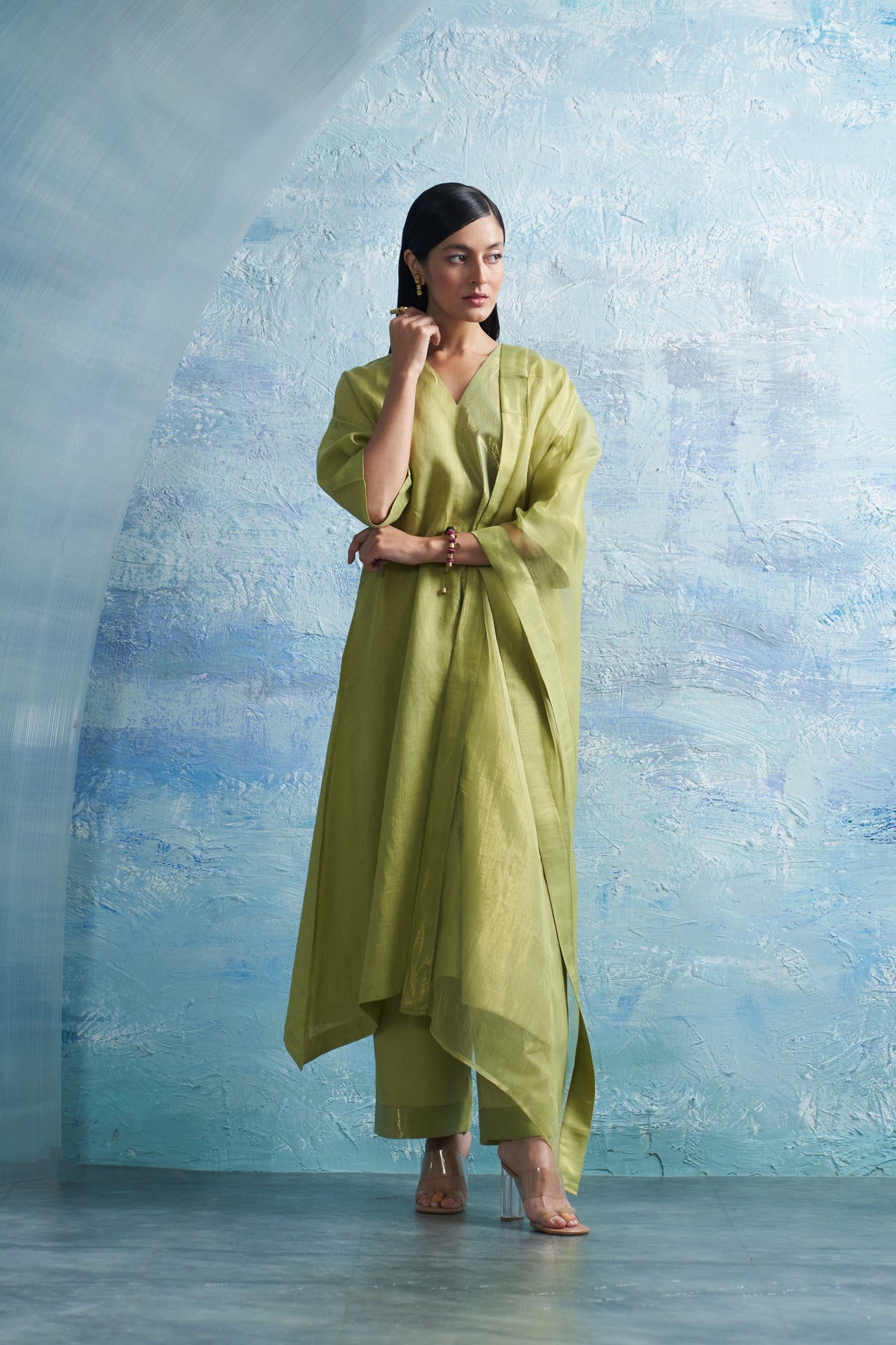 Aura Sheen Green Kurta Set