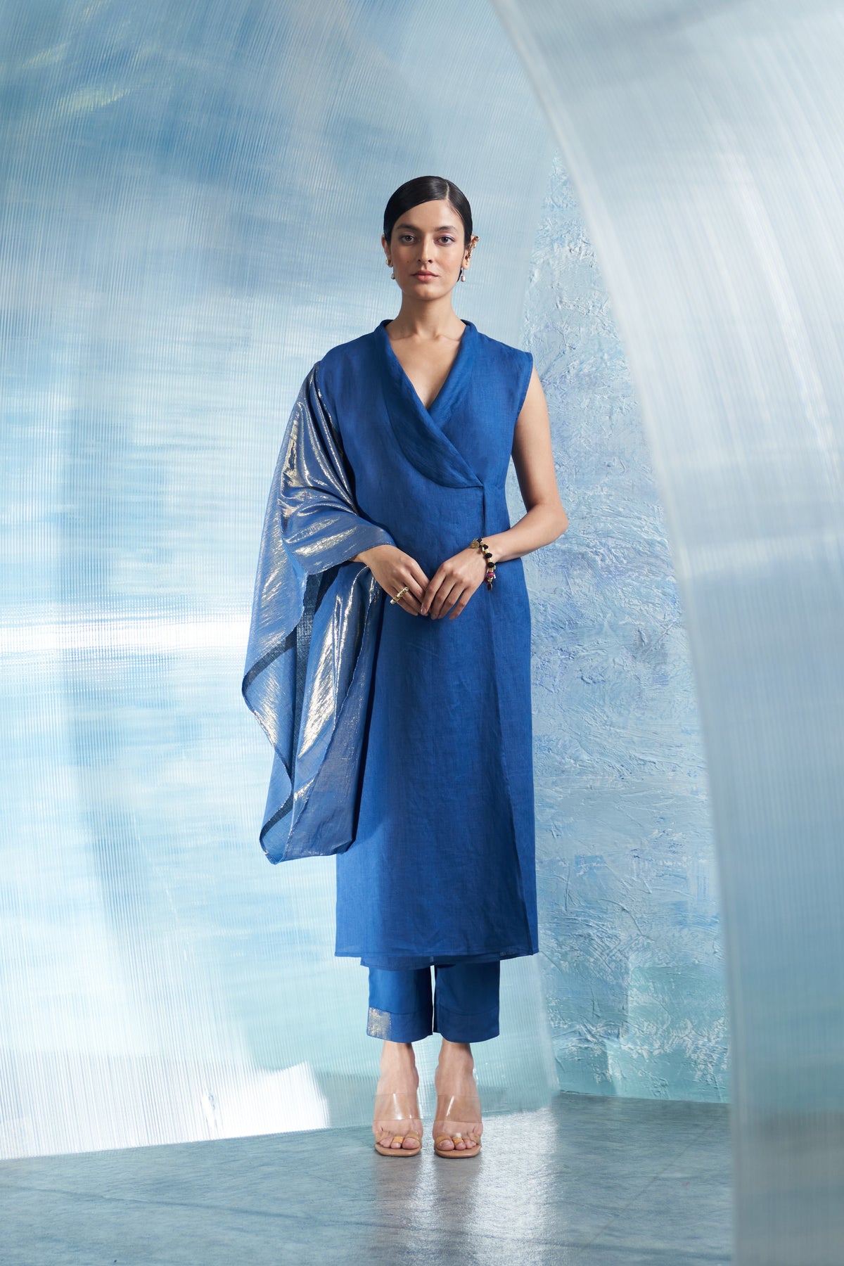 Royal Blue Wrap Kurta Set