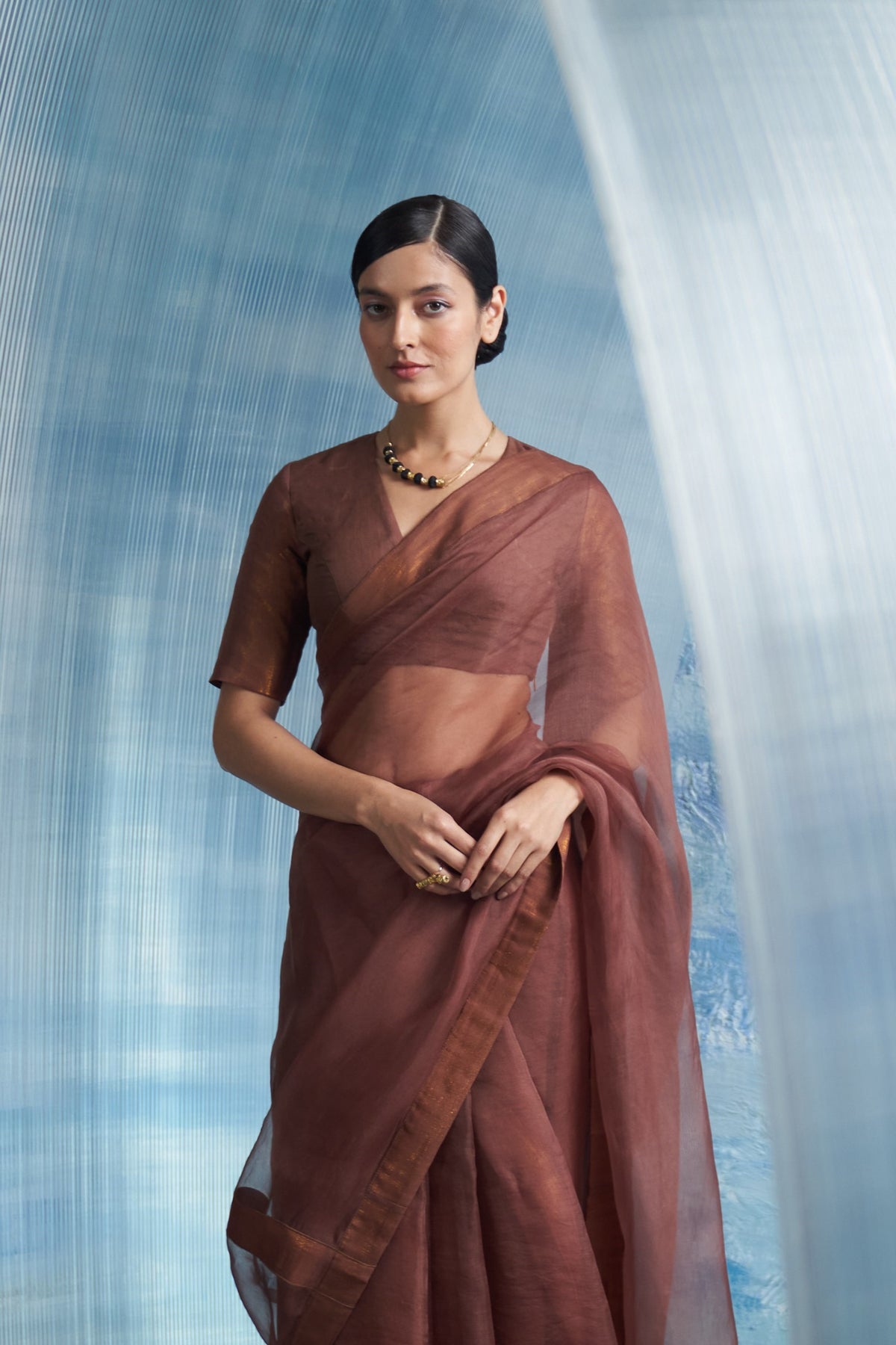 Woody Brown Saree Set