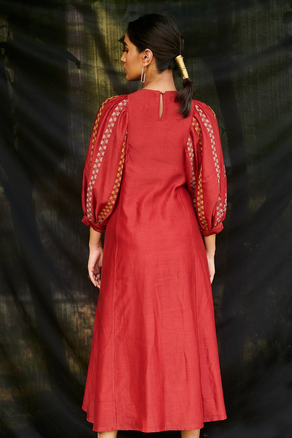 Red chanderi dress