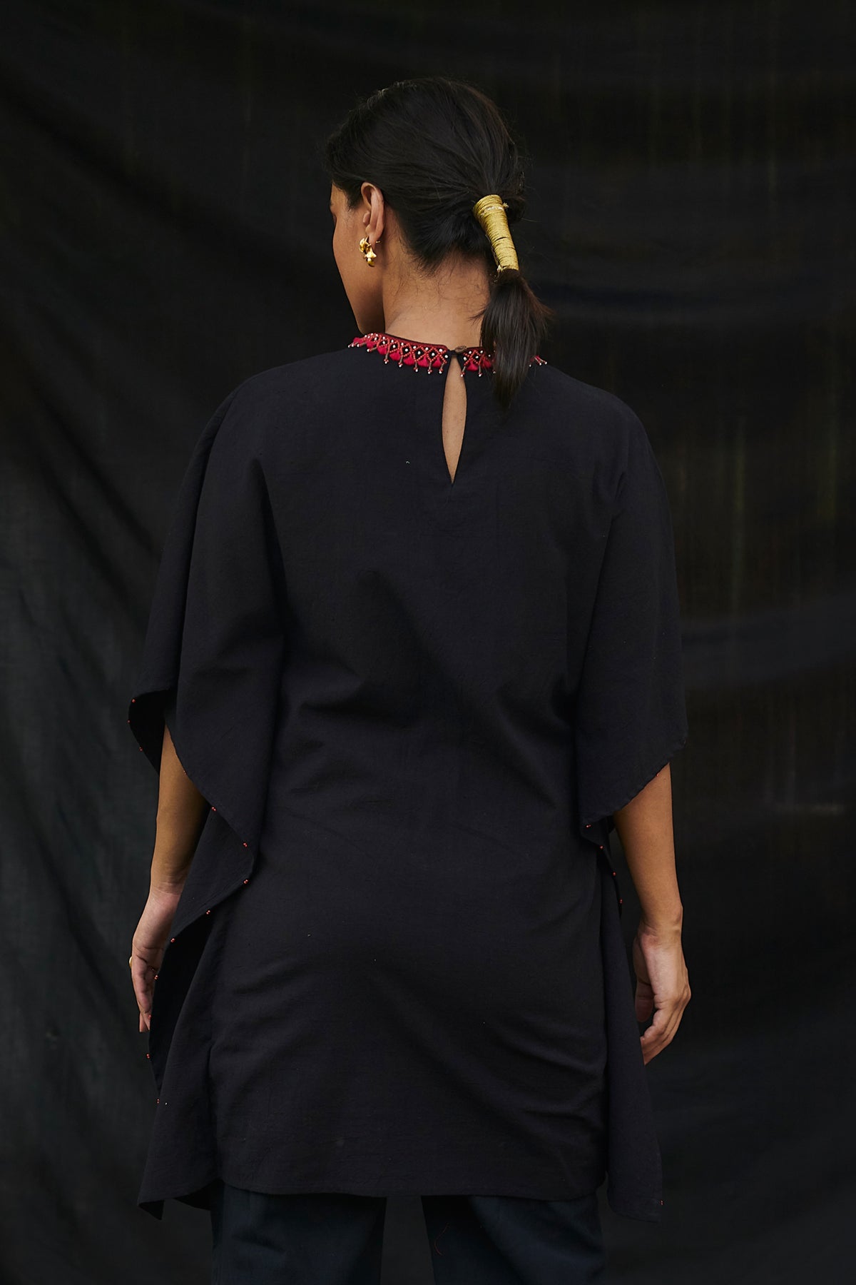 Black embroidered kaftan