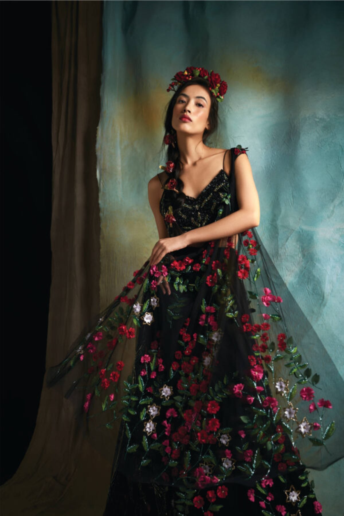 Black Petunia Lehenga Set