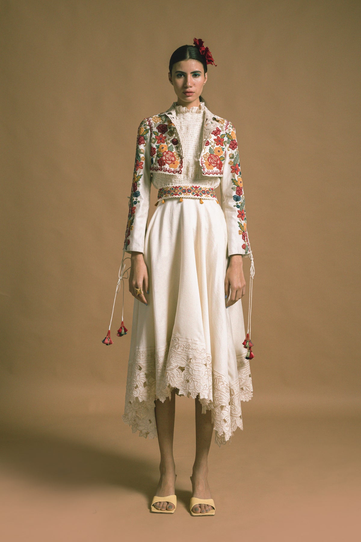 Ivory chanderi short bolero jacket