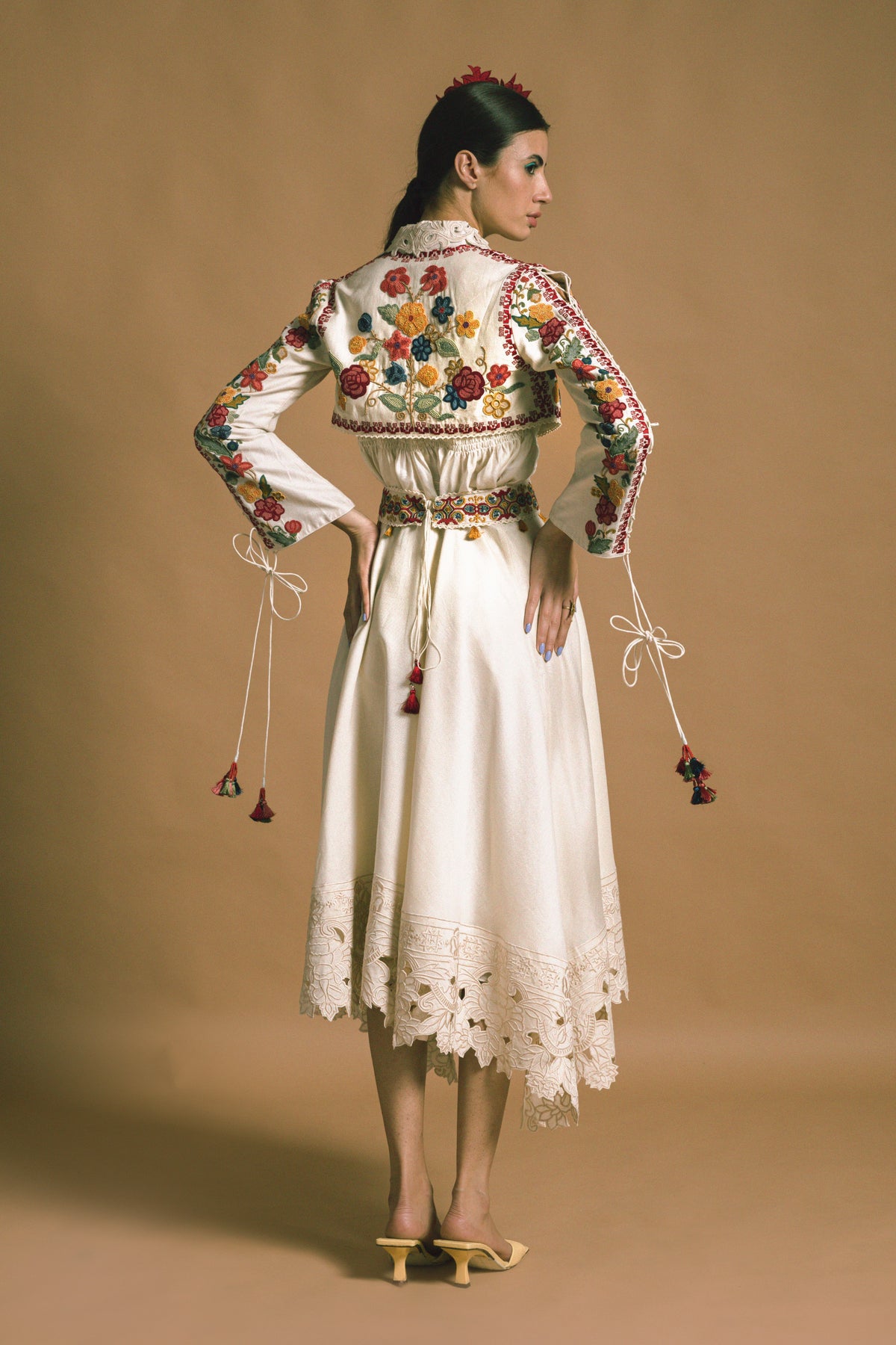 Ivory chanderi short bolero jacket