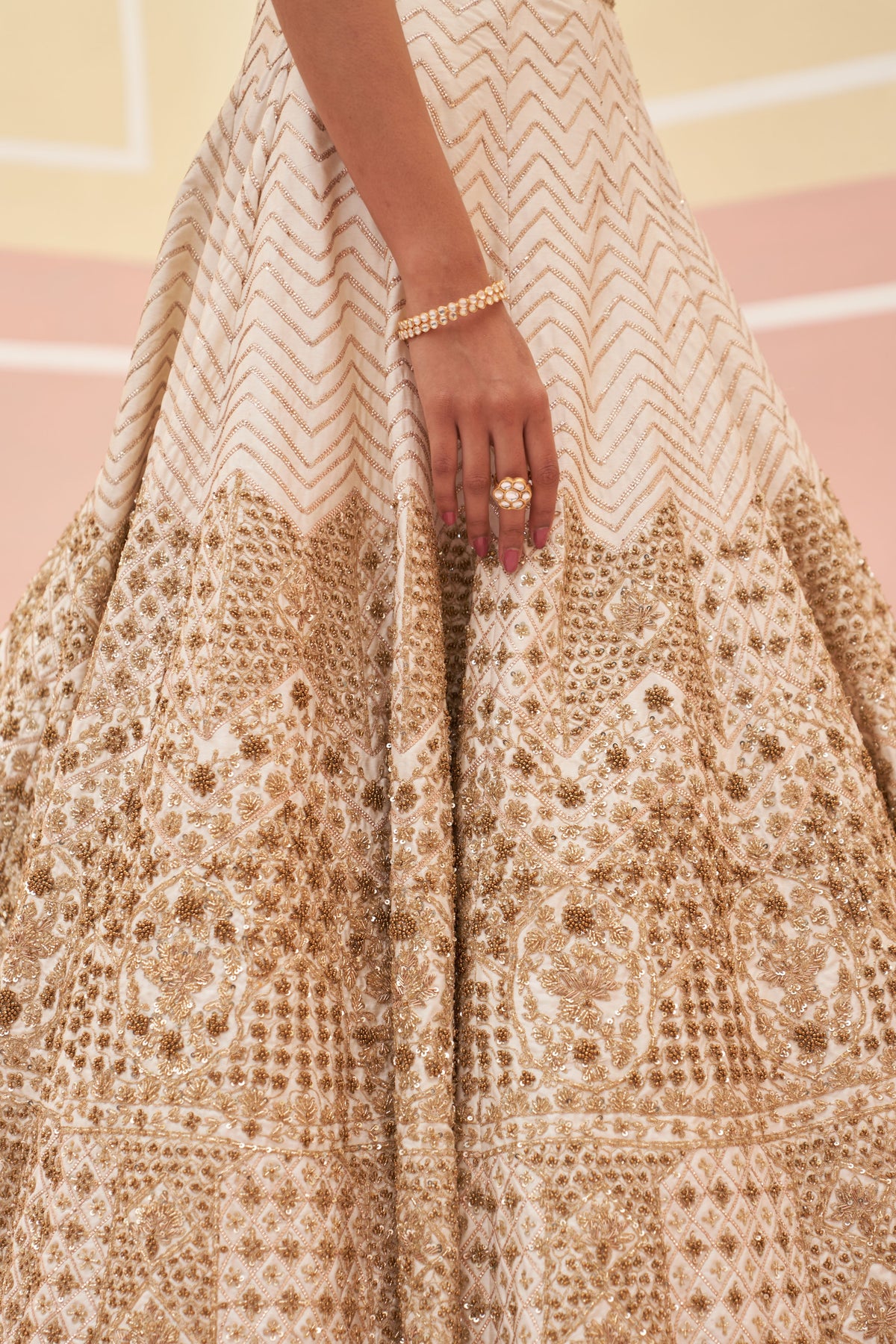 Ivory Raw Silk Lehenga Set