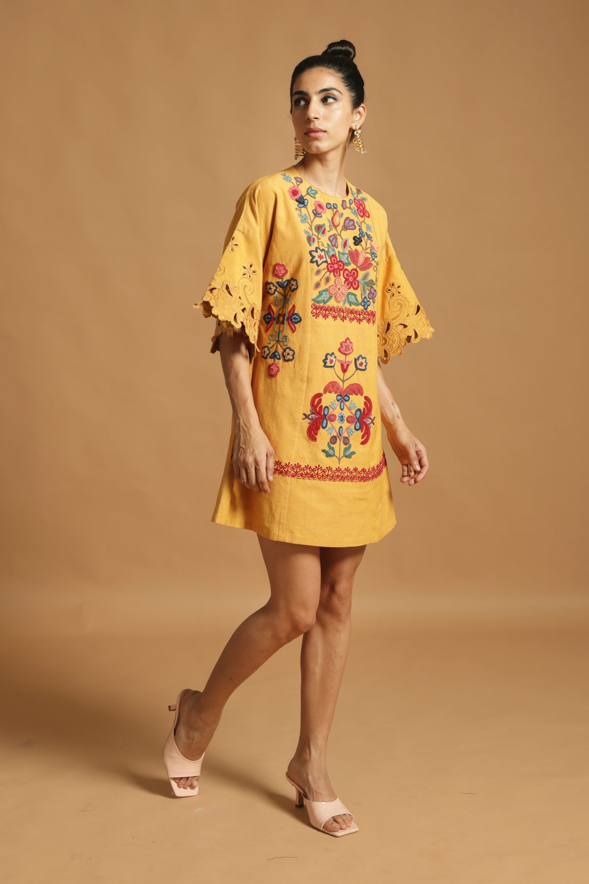 Yellow kala cotton dress
