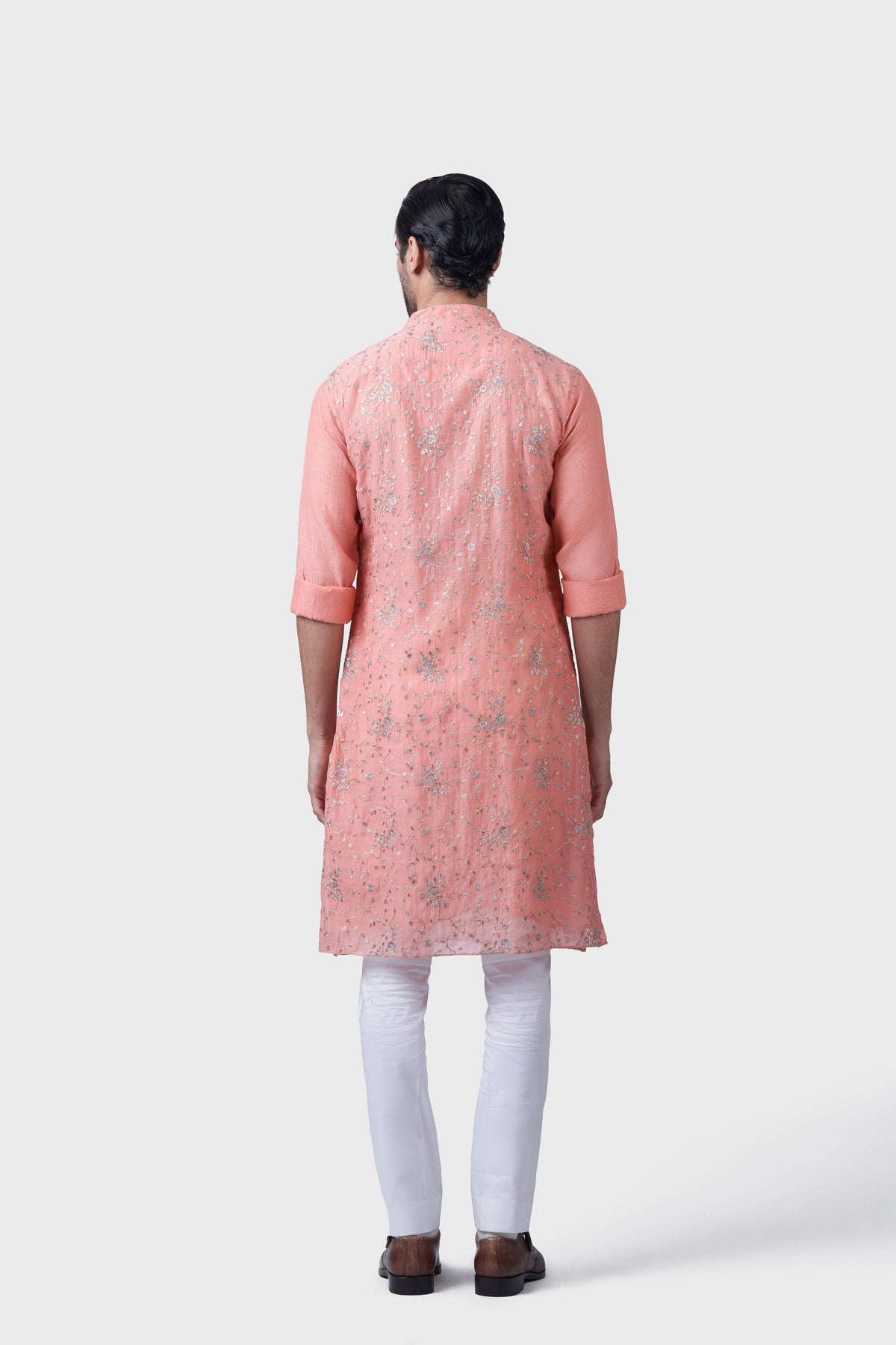 The Peach Flora Jaal Kurta