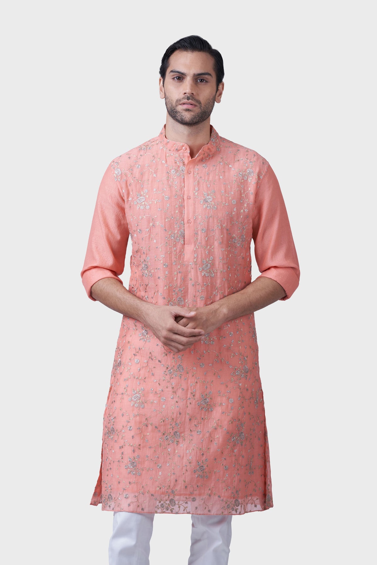 The Peach Flora Jaal Kurta
