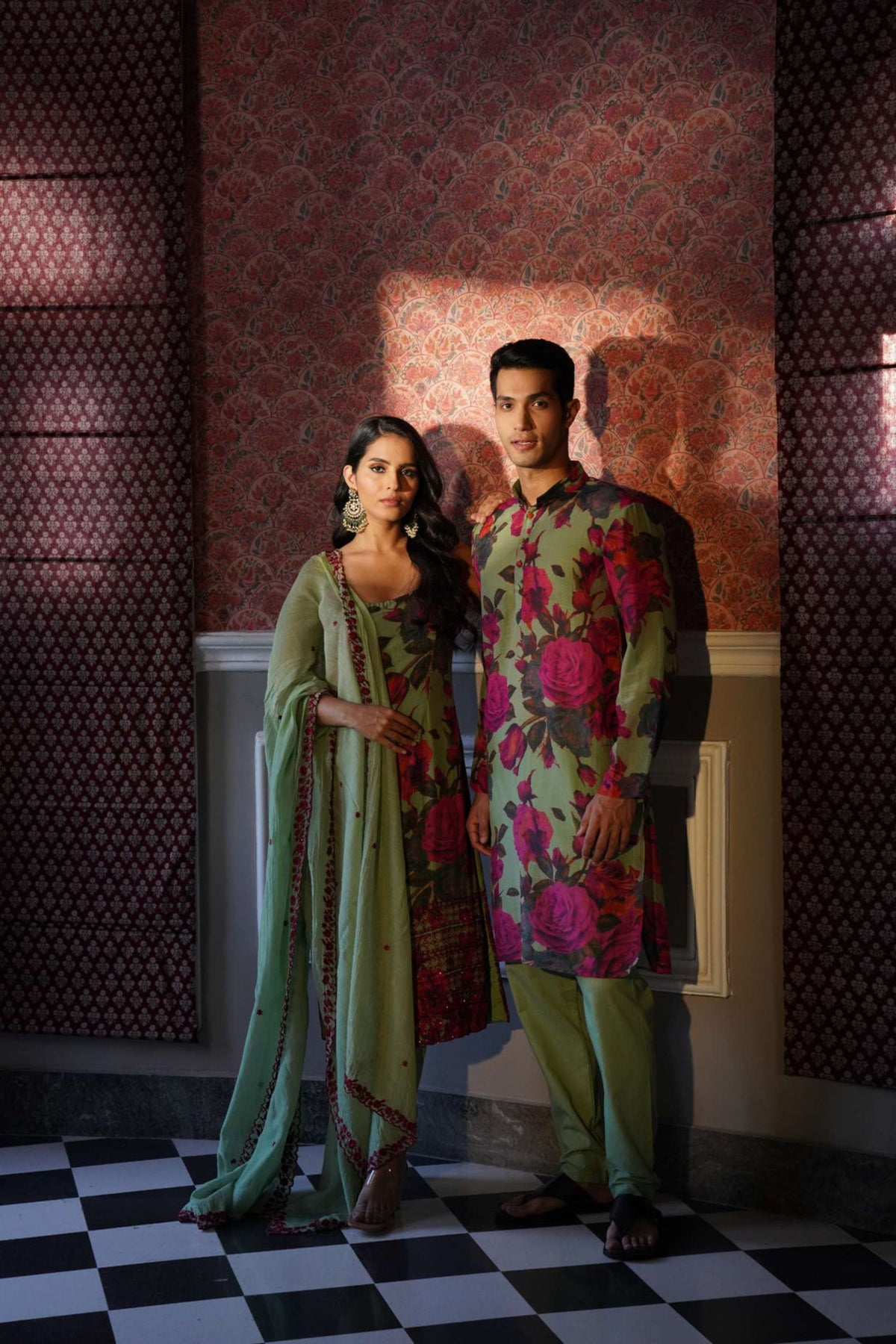 Mehendi Green Floral Kurti Set