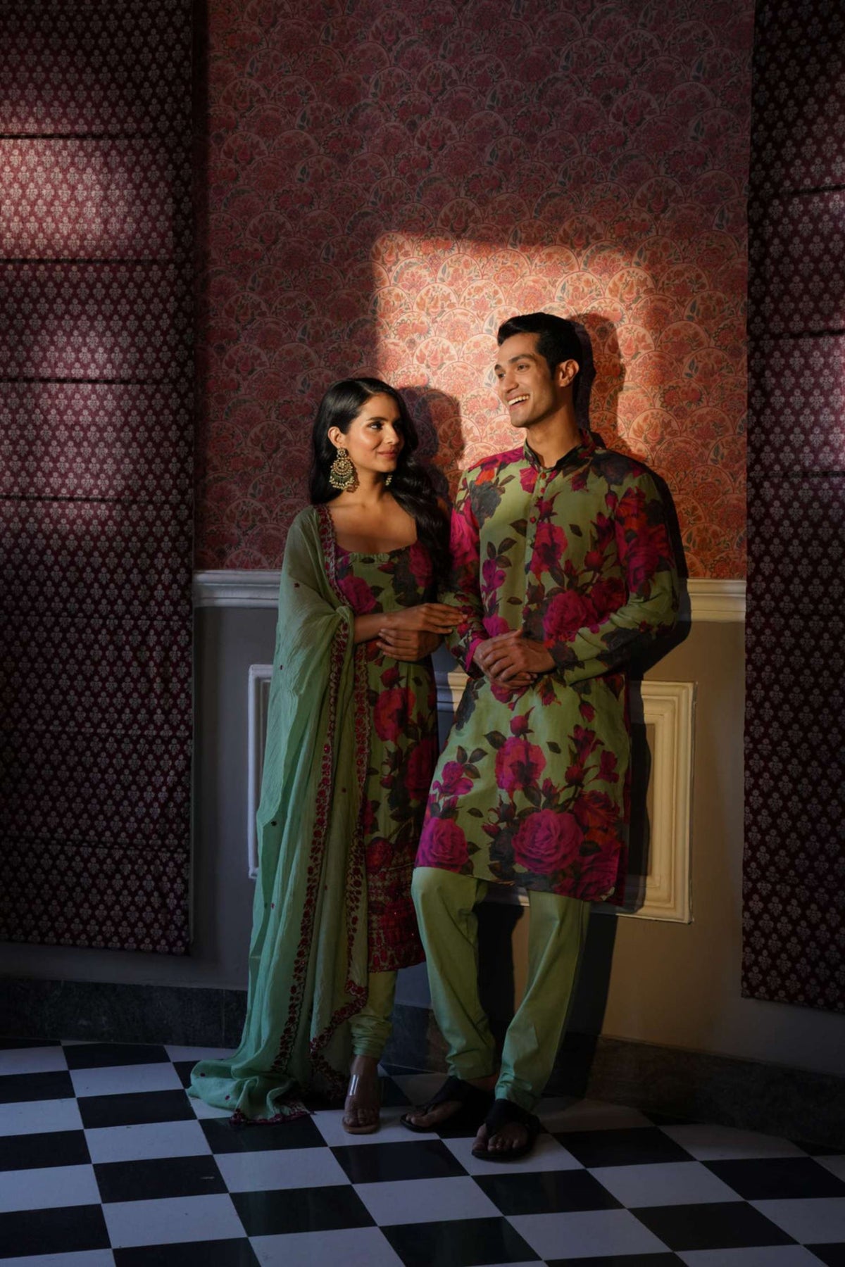 Mehendi Green Floral Kurti Set