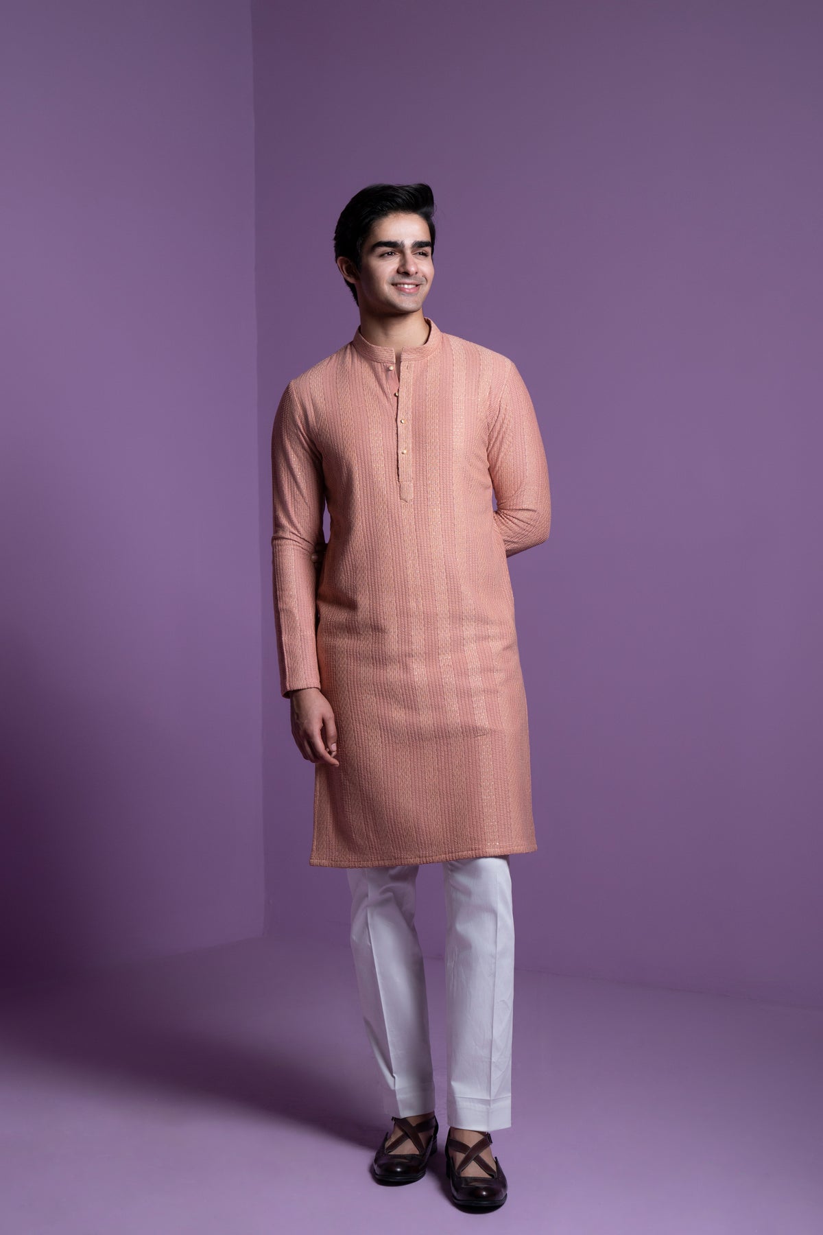 Salmon Pink Kurta Set