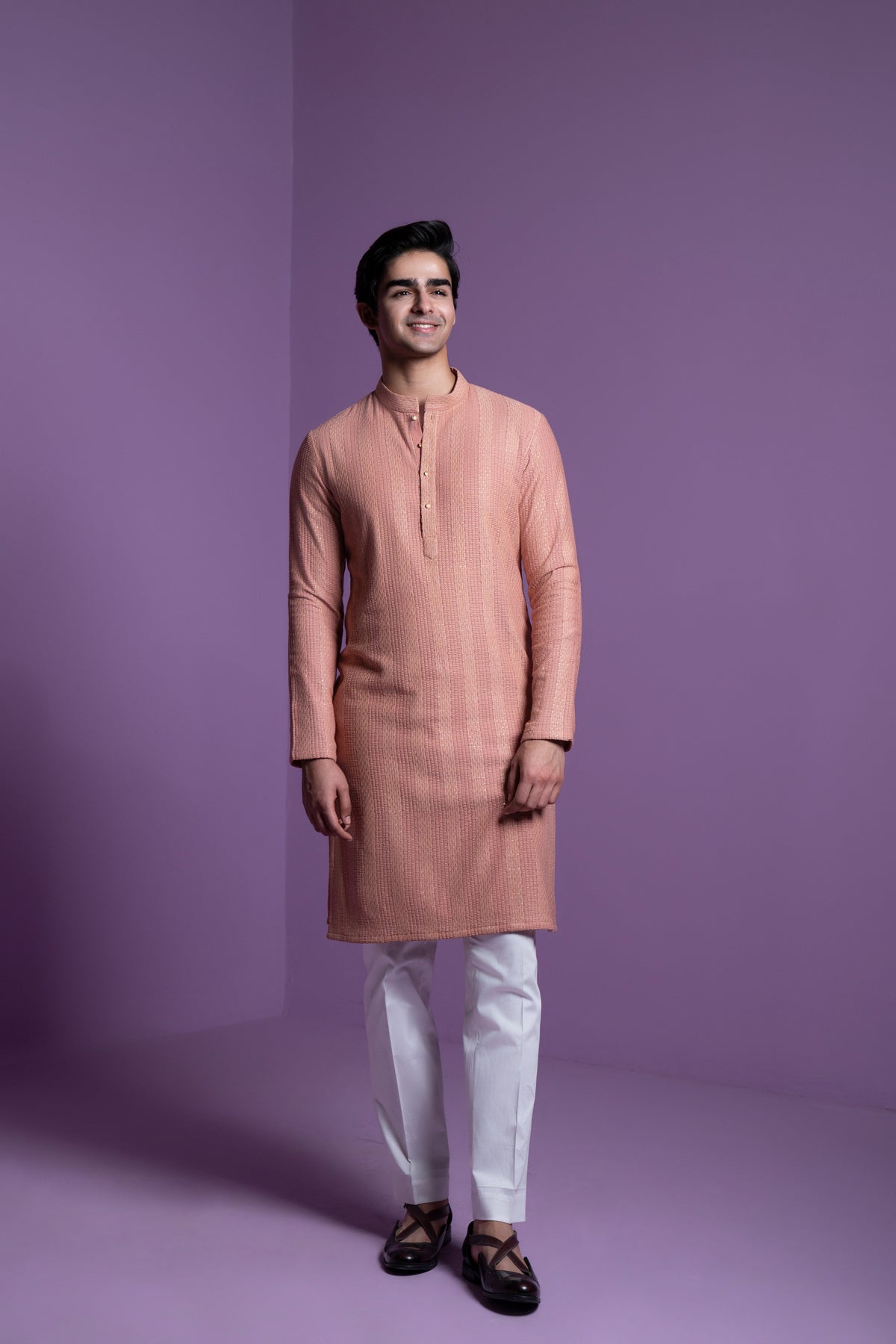 Salmon Pink Kurta Set